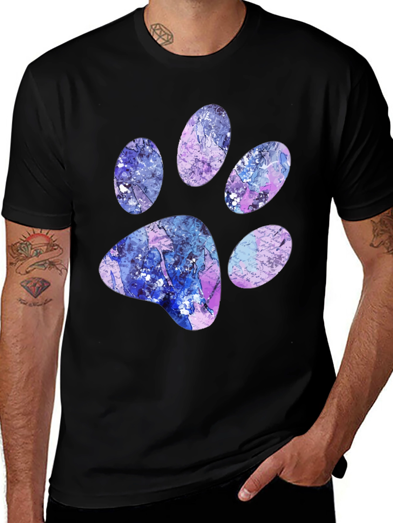Variant 29 of Abstract Paw Print Black T-Shirt