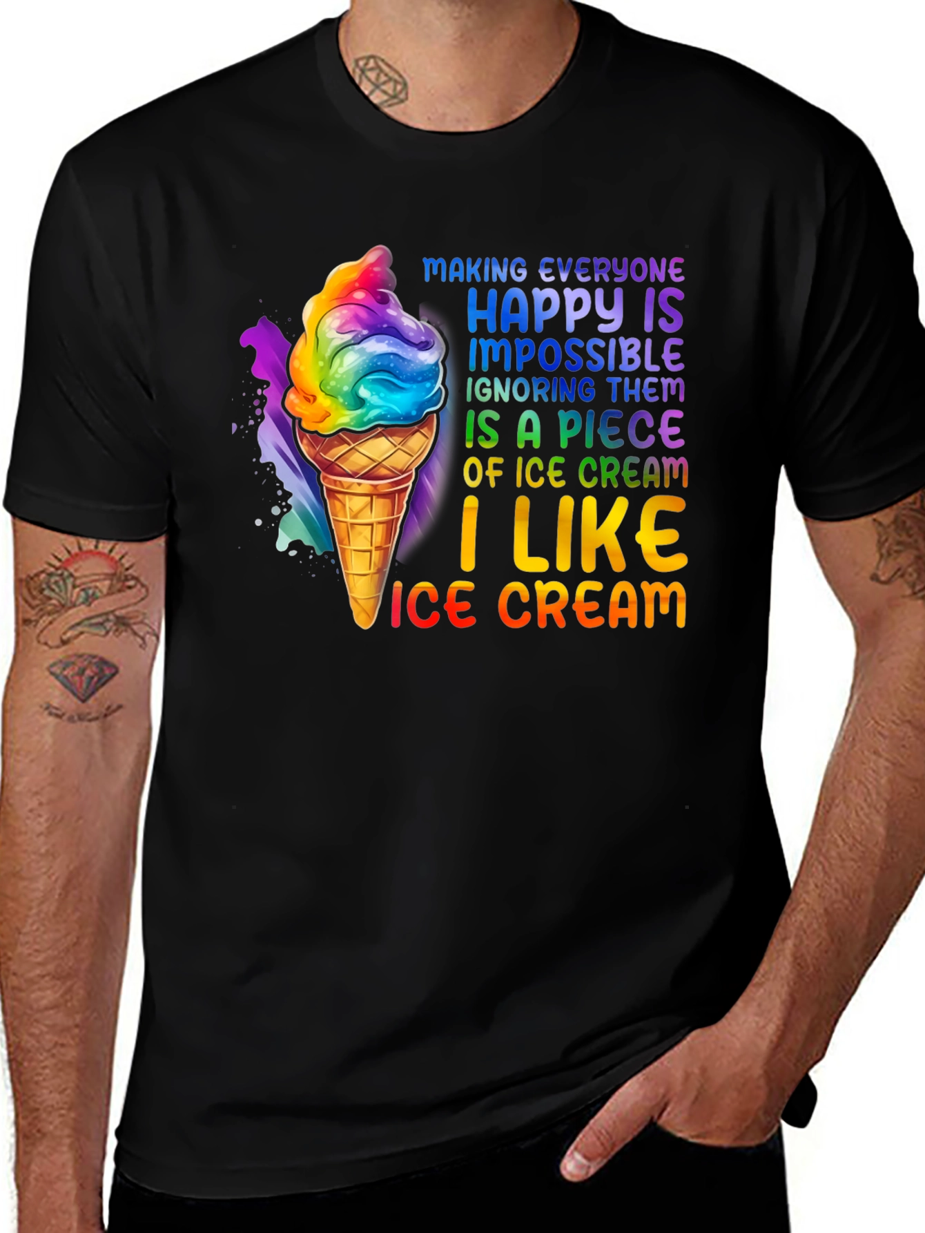 Variant 12 of I Like Ice Cream Tee - Colorful Rainbow Ice Cream Lover's Shirt
