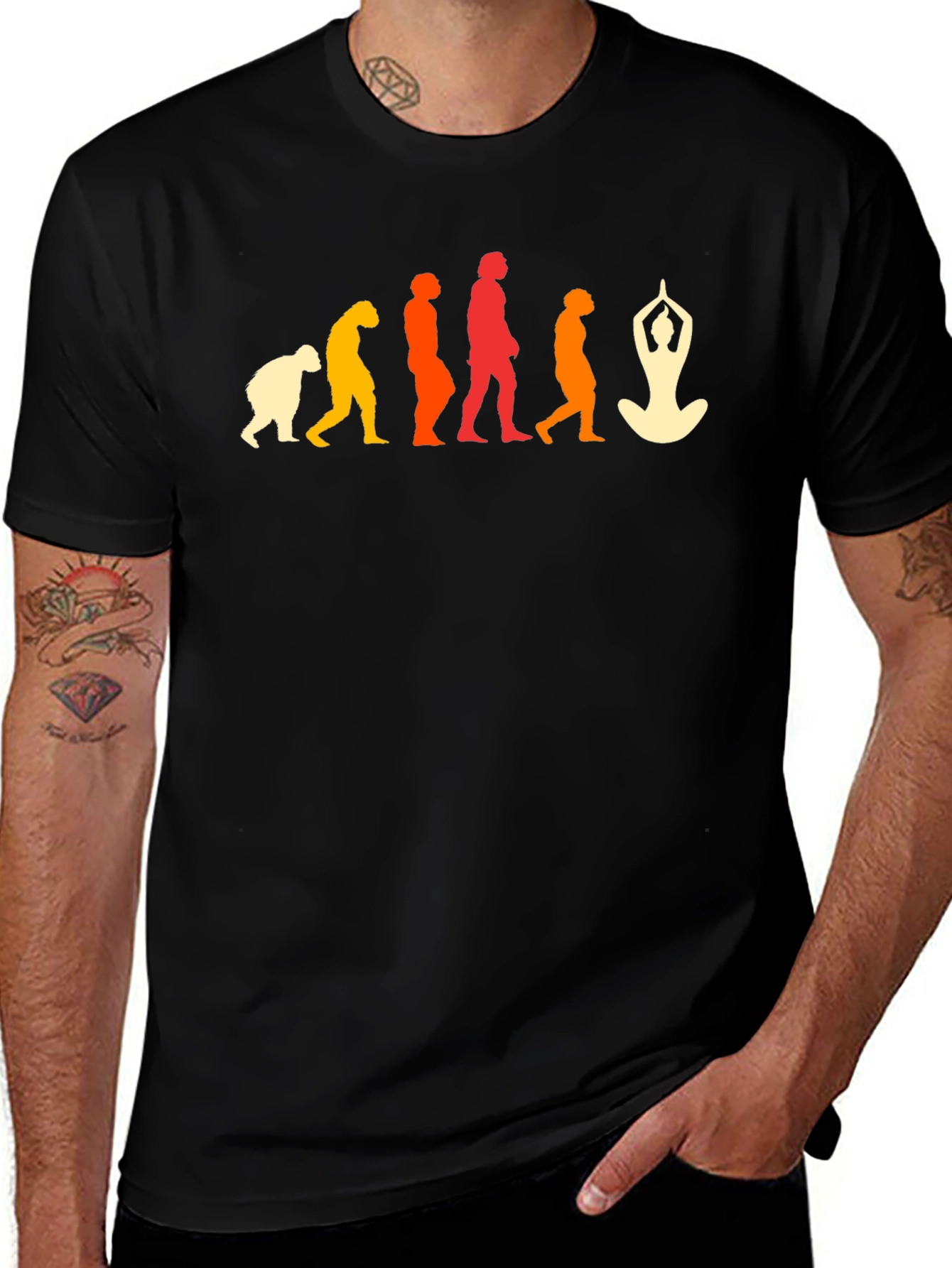 Variant 16 of Yoga Evolution T-Shirt - Black Graphic Tee