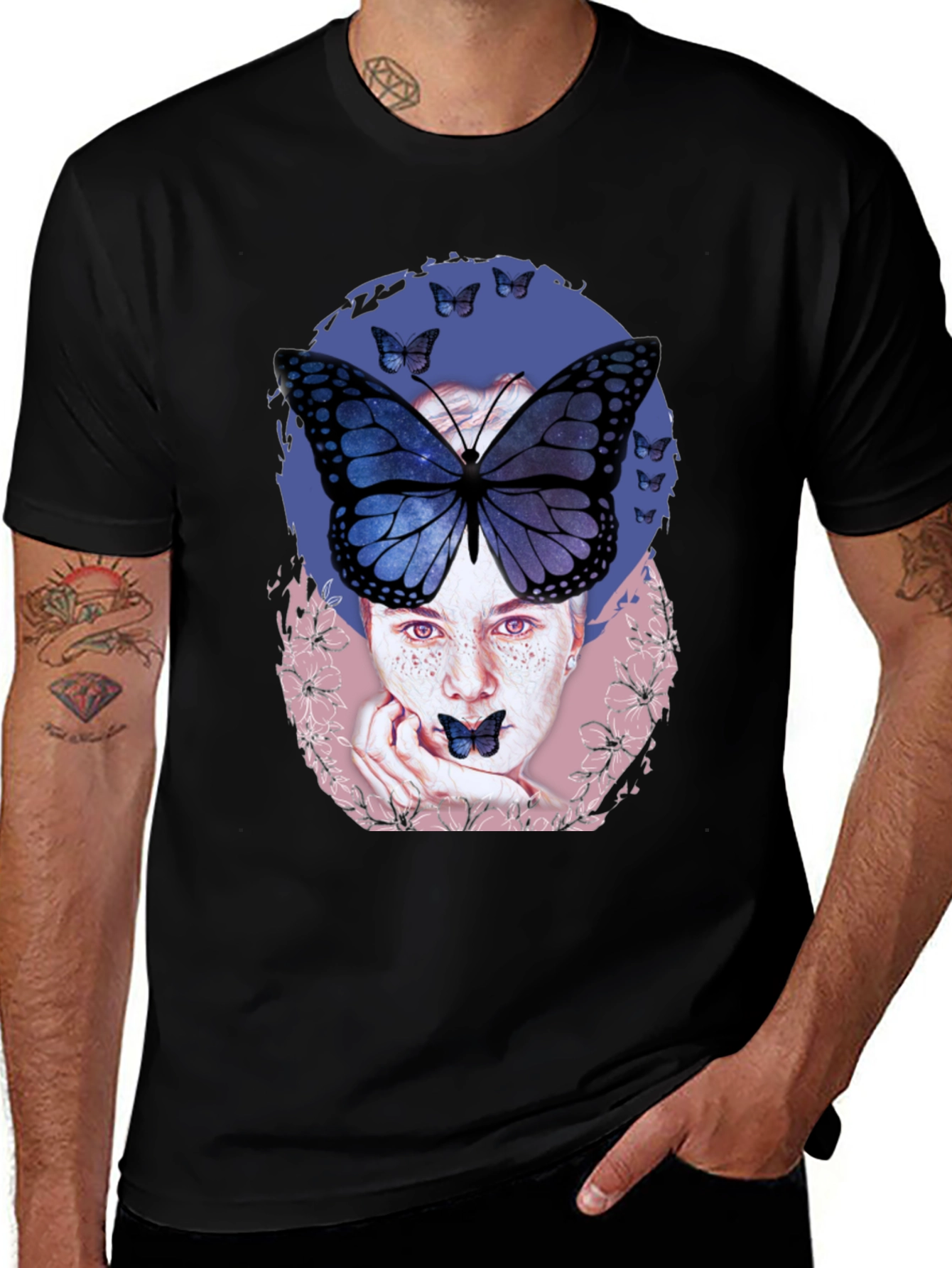 Black Butterfly Woman Graphic Tee main image