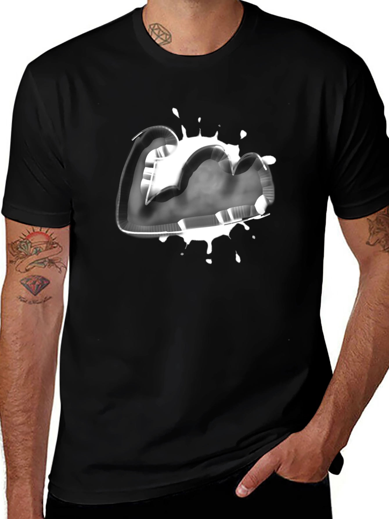 Variant 10 of Men's Black T-Shirt with Abstract Graphic Design