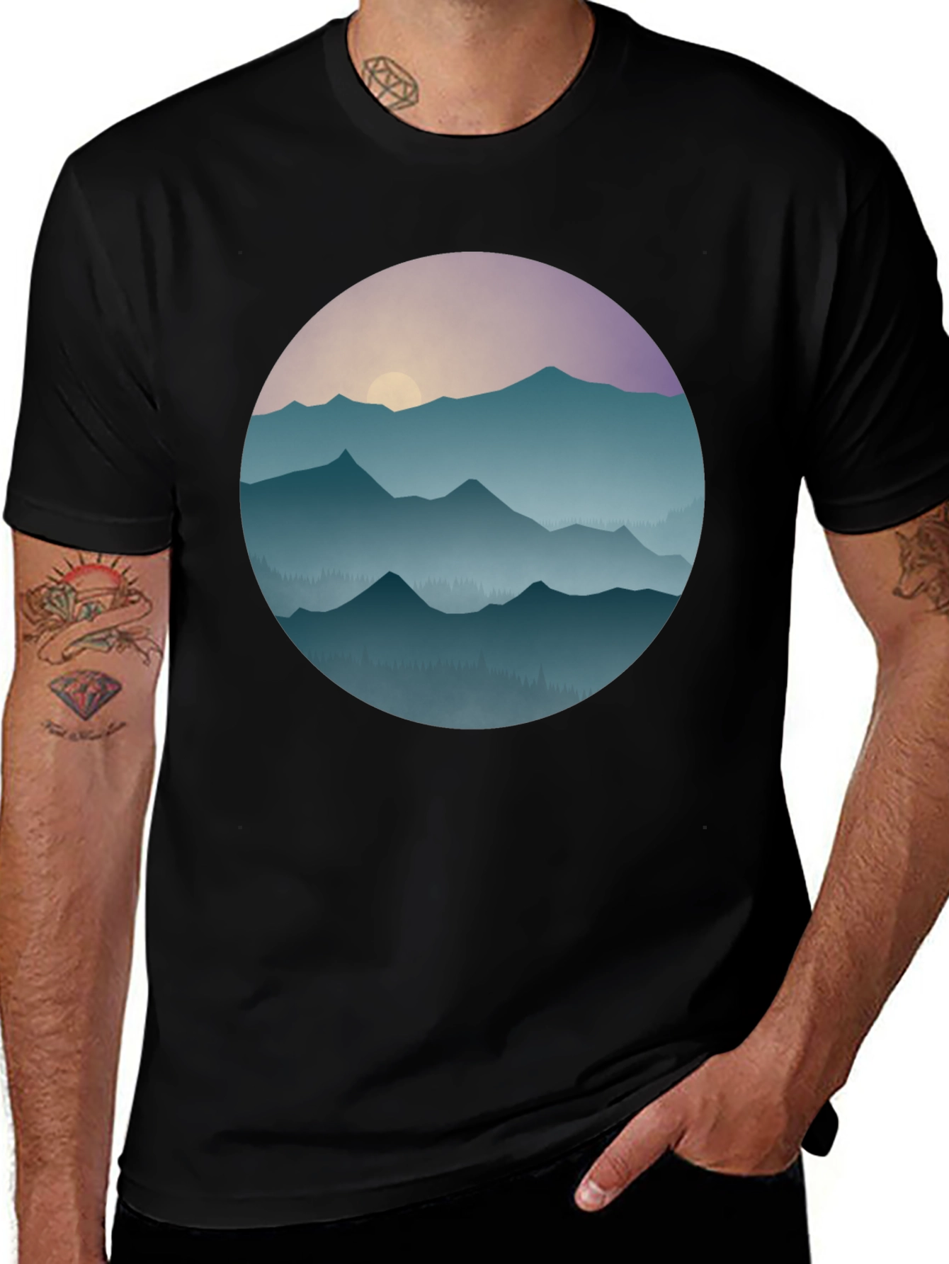 Black Mountain Sunset Graphic T-Shirt main image