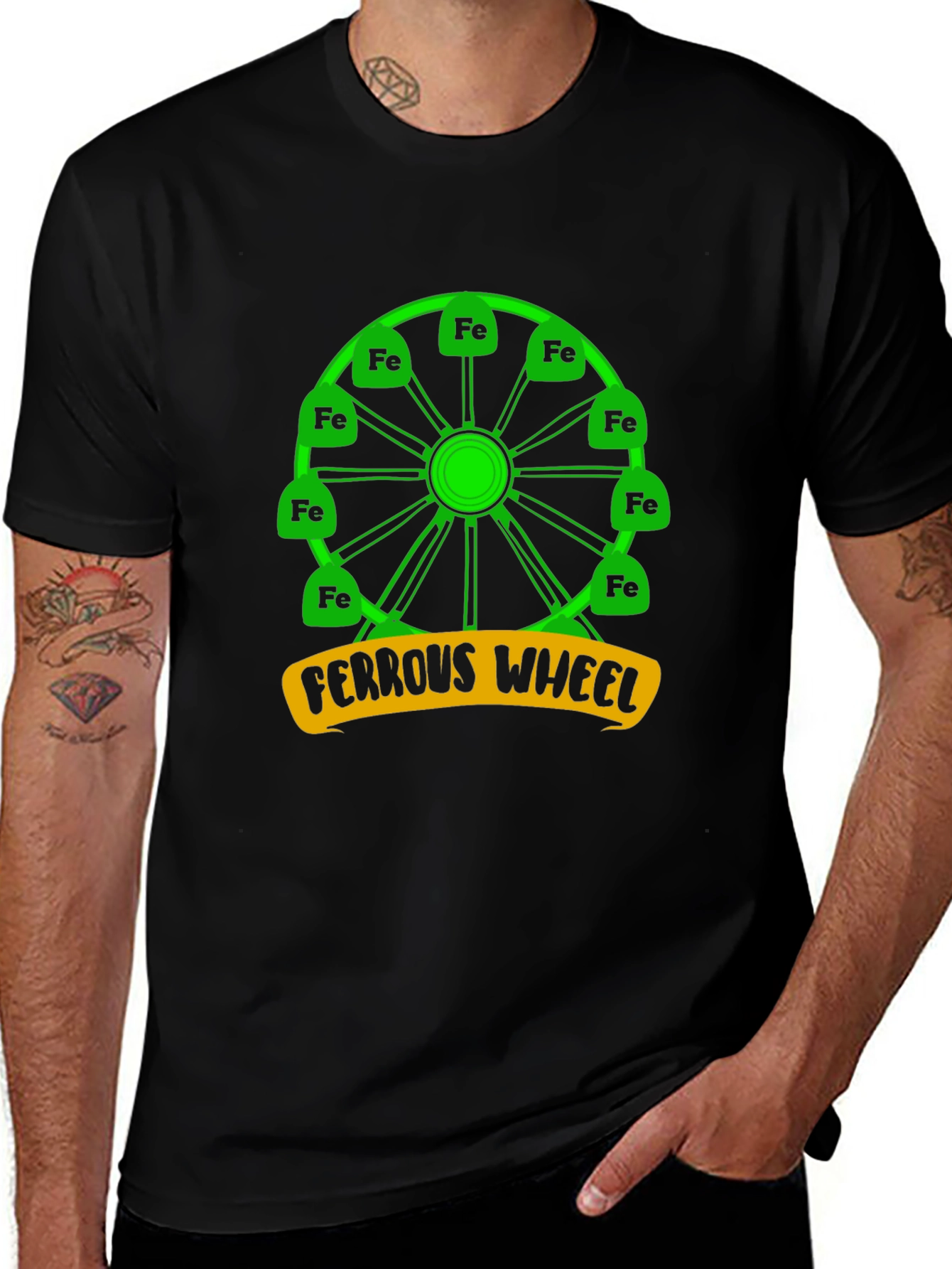 Variant 16 of Ferrous Wheel T-Shirt: Iron Chemistry Pun Tee
