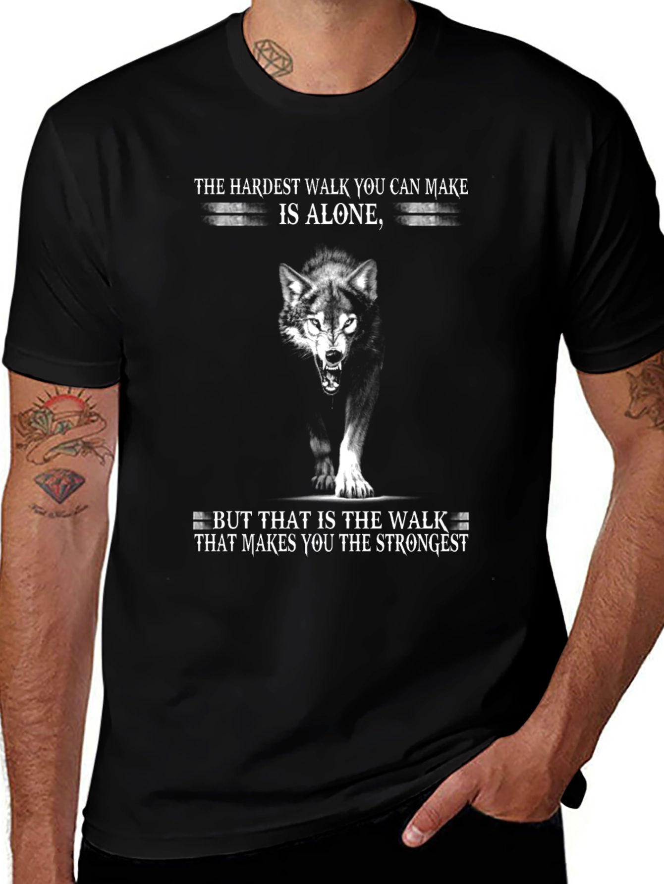 The Hardest Walk Wolf Graphic T-Shirt