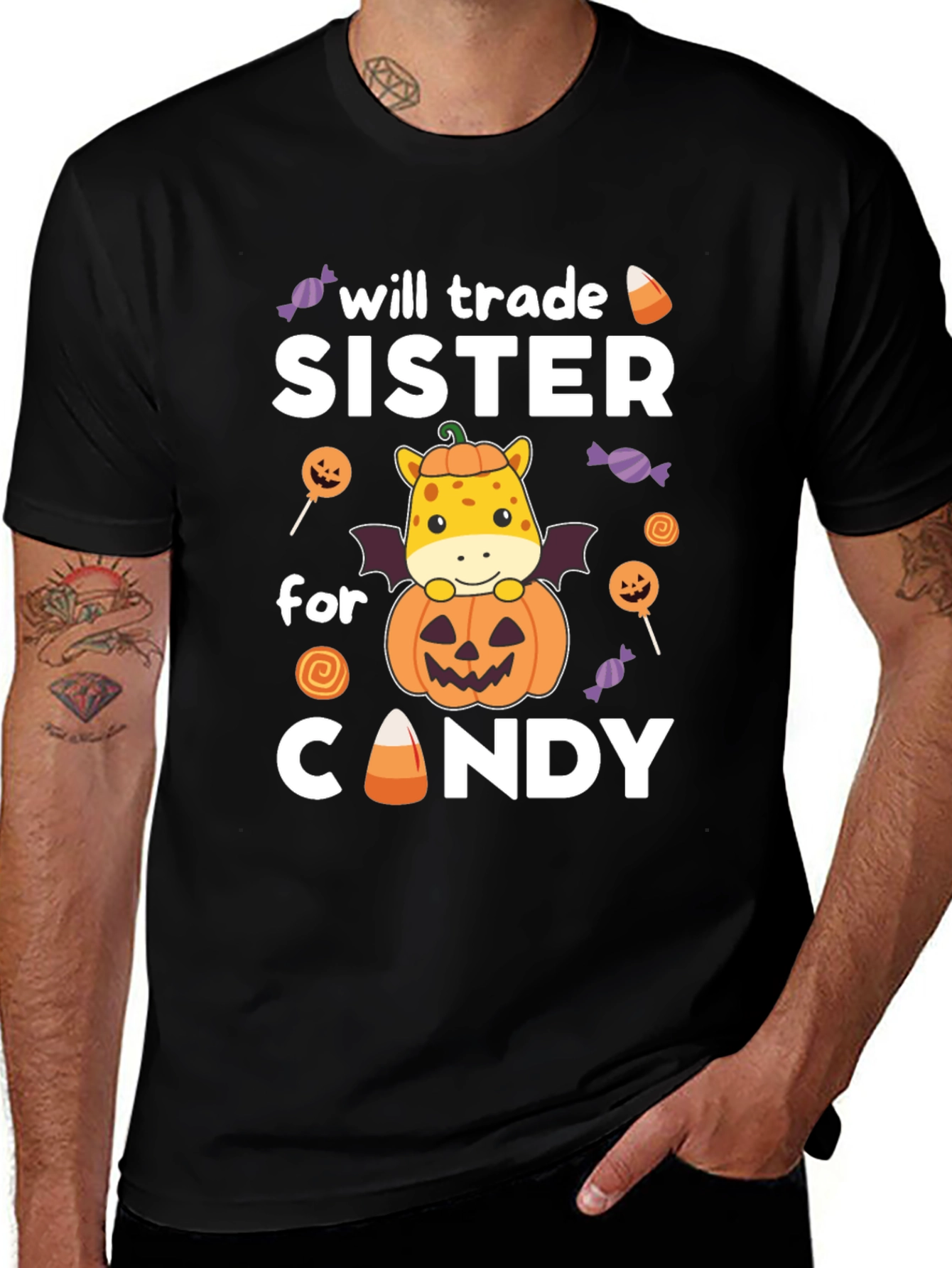 Halloween Sister Trade Candy Giraffe T-Shirt