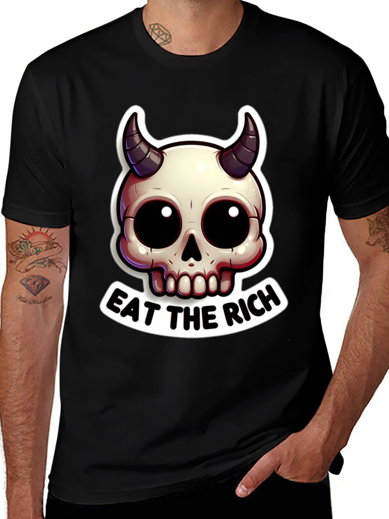Variant 20 of Eat the Rich Devil Skull Graphic Tee