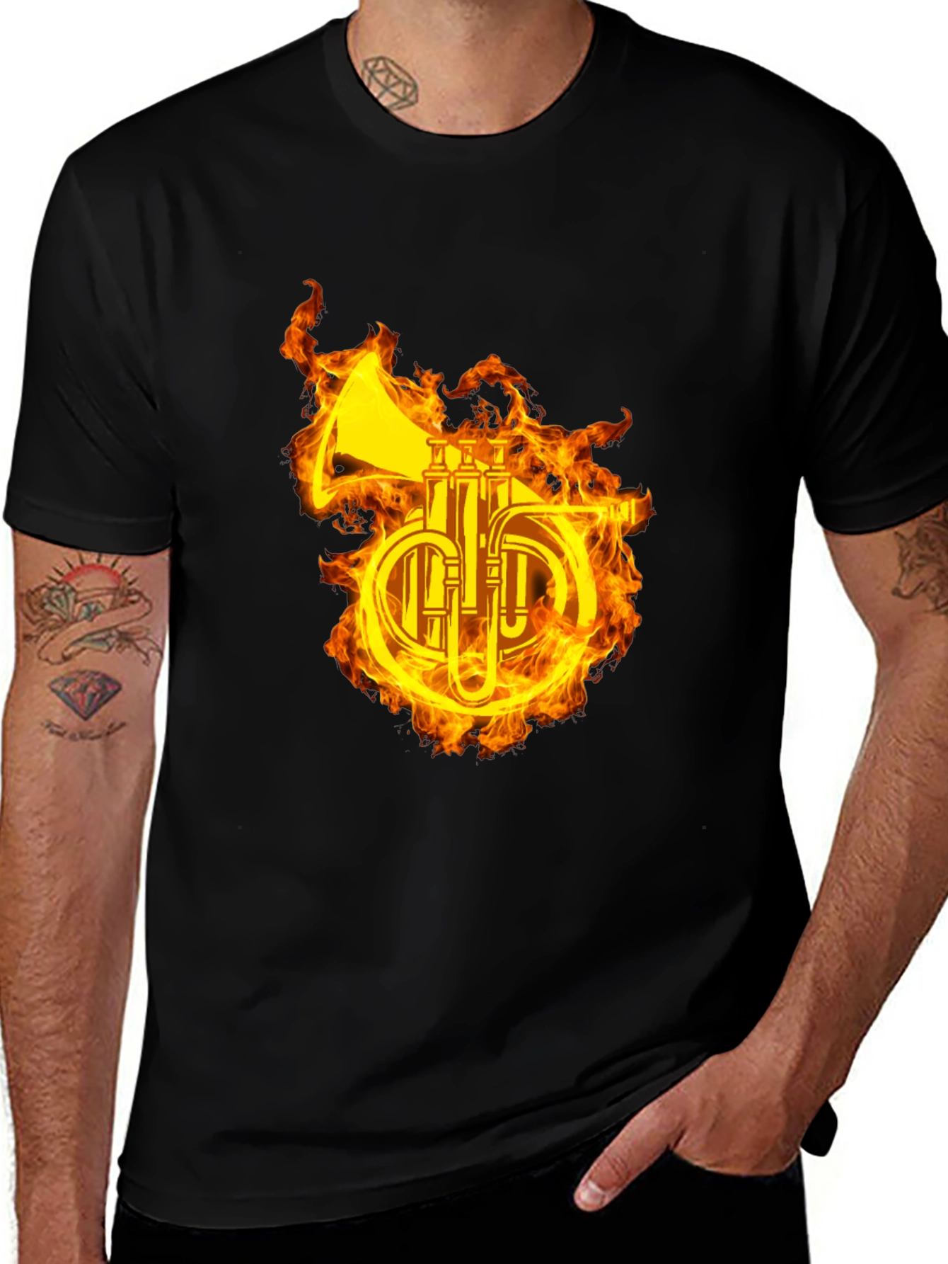 Variant 29 of Flaming French Horn Graphic Tee