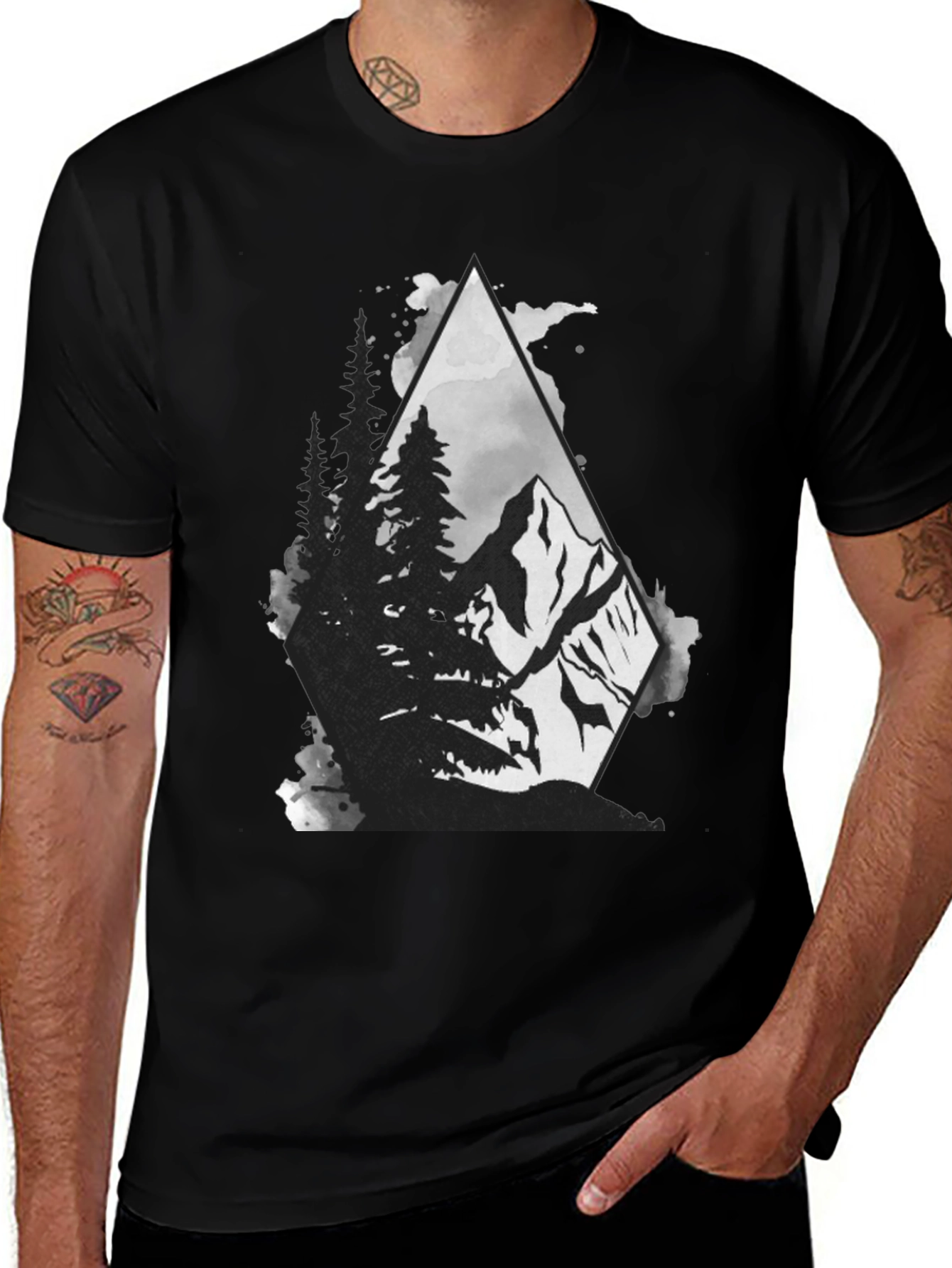 Variant 6 of Mountain Scene Graphic Tee - Black