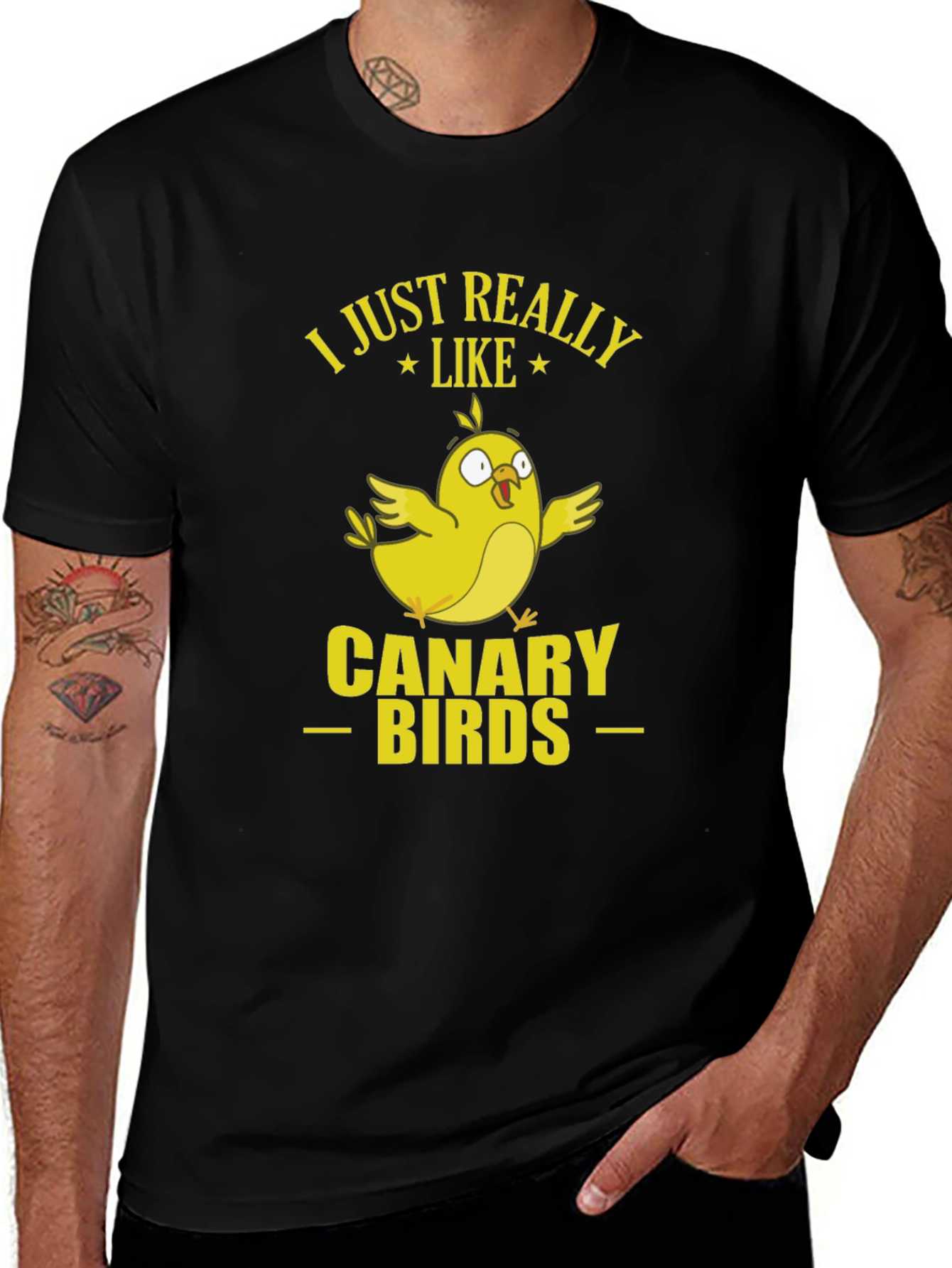 Black I Just Really Like Canary Birds Graphic T-Shirt main image