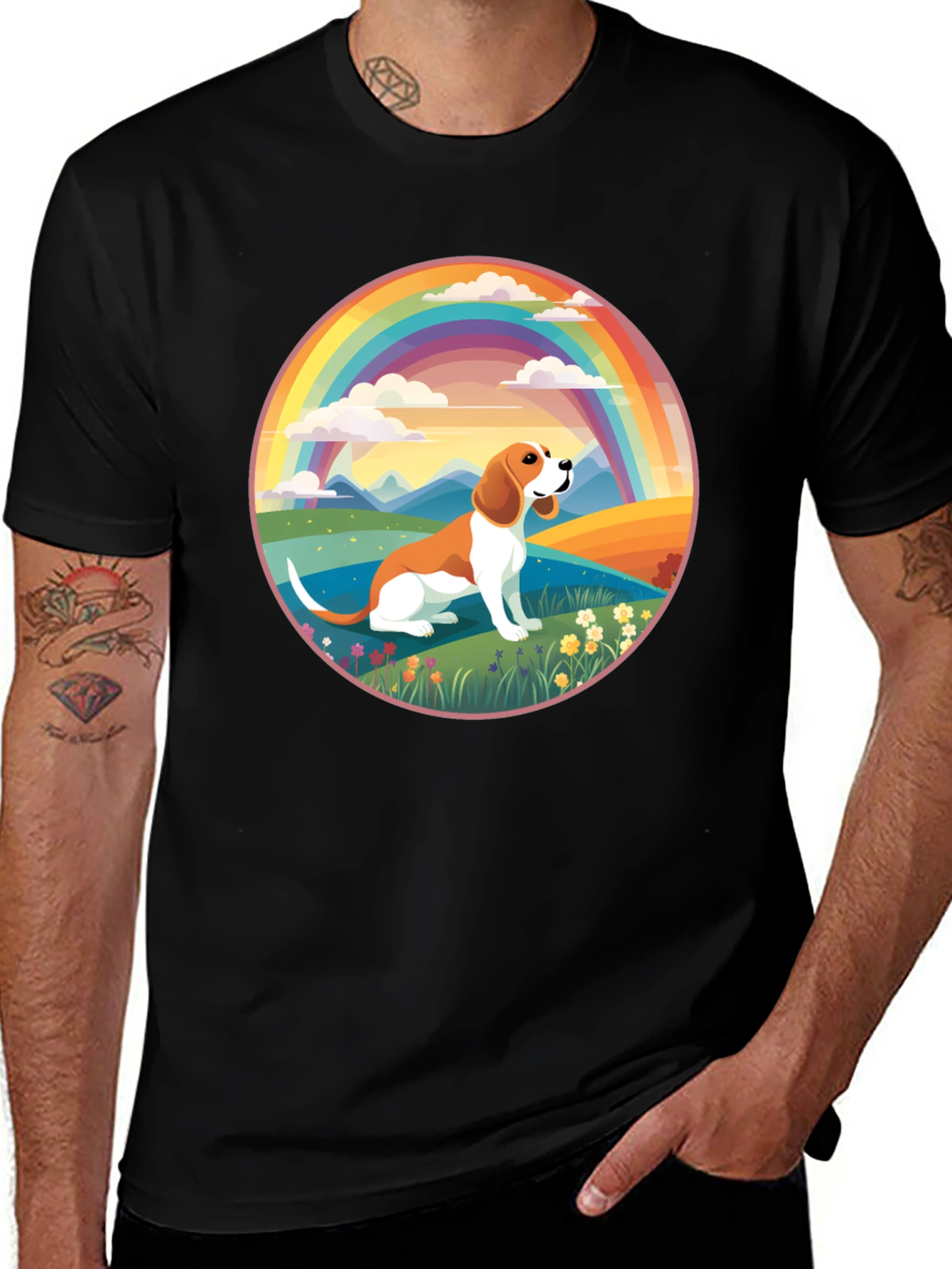 Variant 19 of Beagle Rainbow T-Shirt - Cute Dog Design