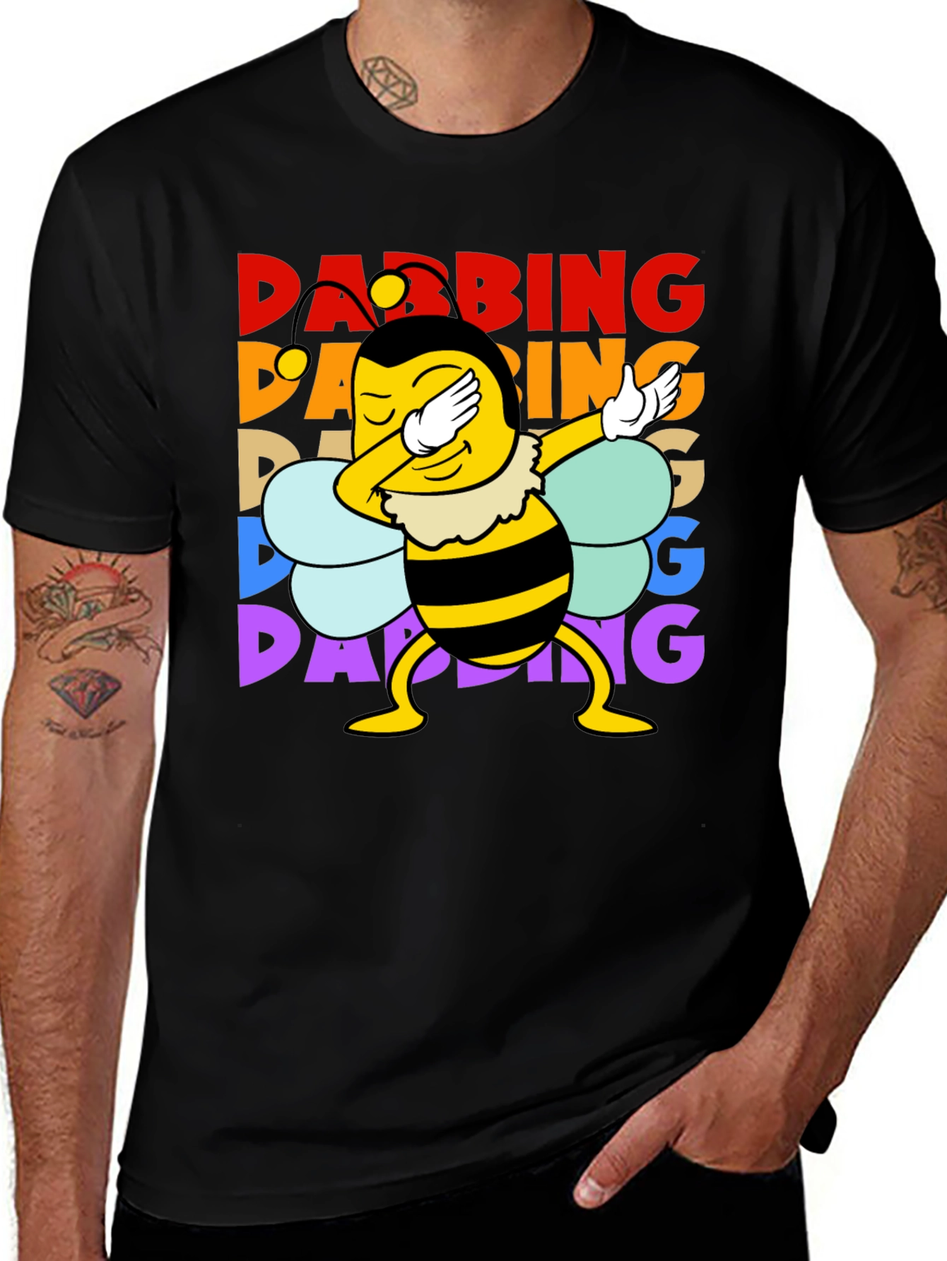 Variant 30 of Dabbing Bee Graphic T-Shirt - Men's Black Tee