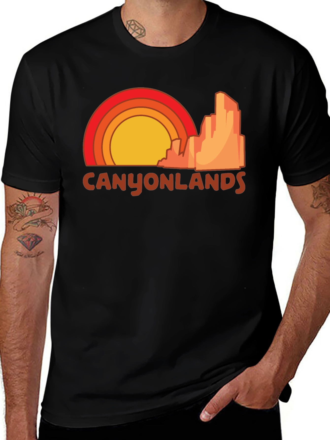 Variant 26 of Canyonlands Graphic Tee - Retro Style Black T-Shirt