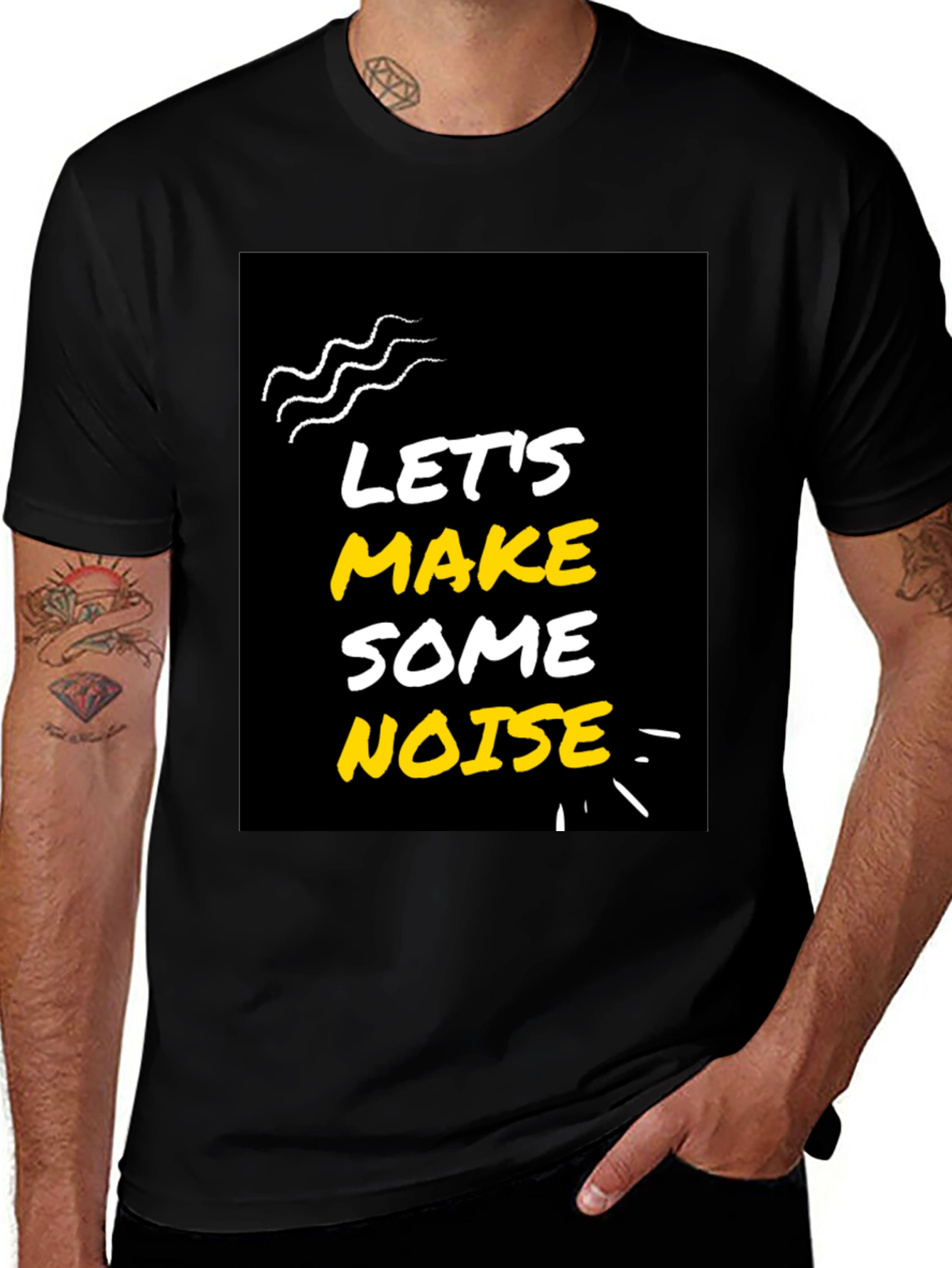 Variant 22 of Let's Make Some Noise Graphic Black Tee
