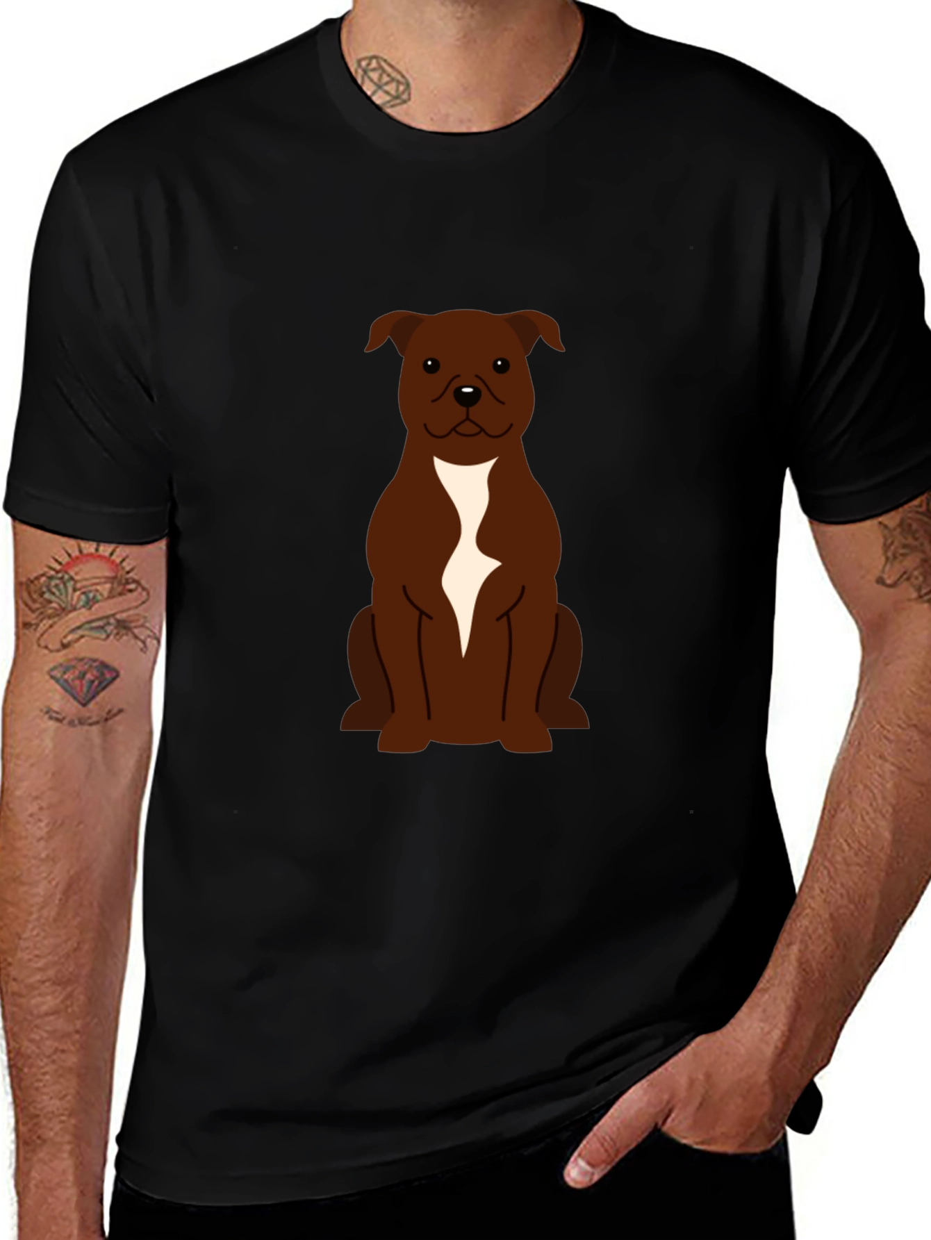 Variant 10 of Dog Graphic T-Shirt - Brown Staffie
