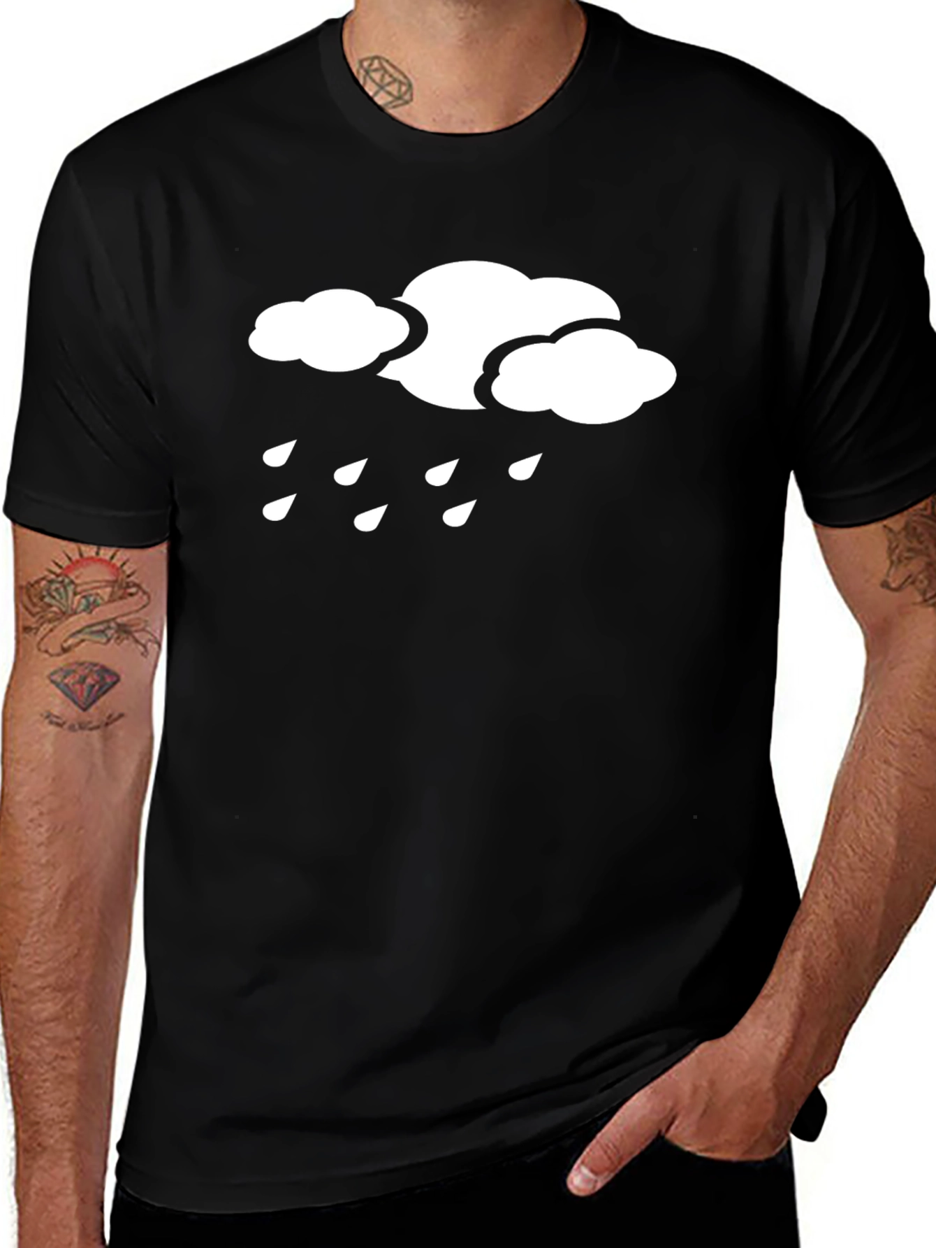 Variant 14 of Rain Cloud Graphic Black T-Shirt