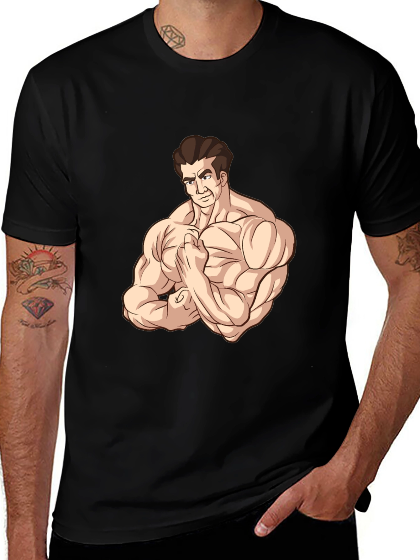 Variant 15 of Muscle Man Graphic Tee - Black Cotton T-Shirt