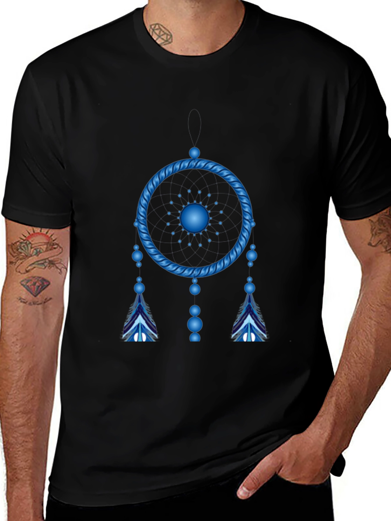Variant 23 of Blue Dreamcatcher Design Black T-Shirt