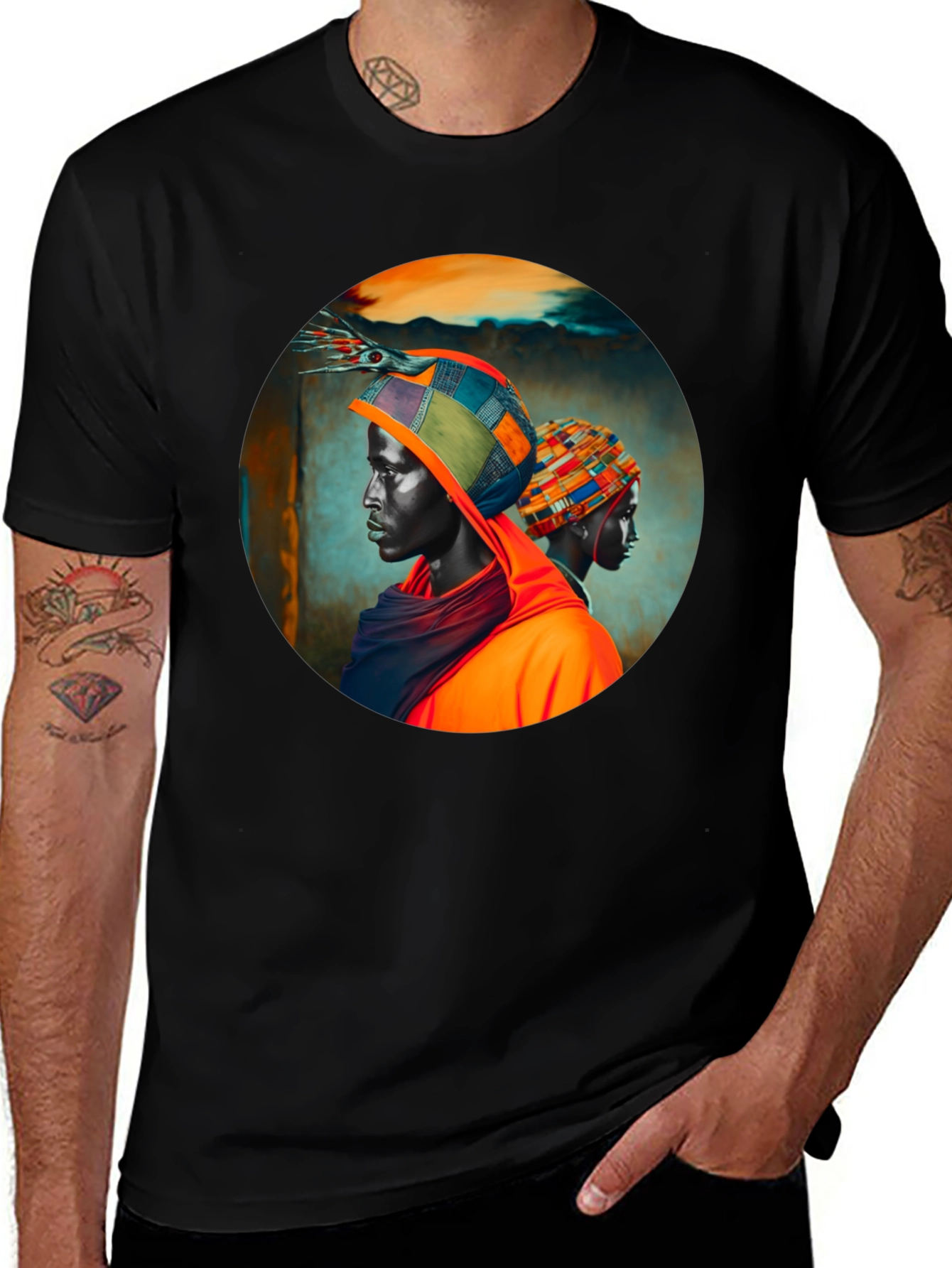 Variant 15 of African Art Print Black T-Shirt