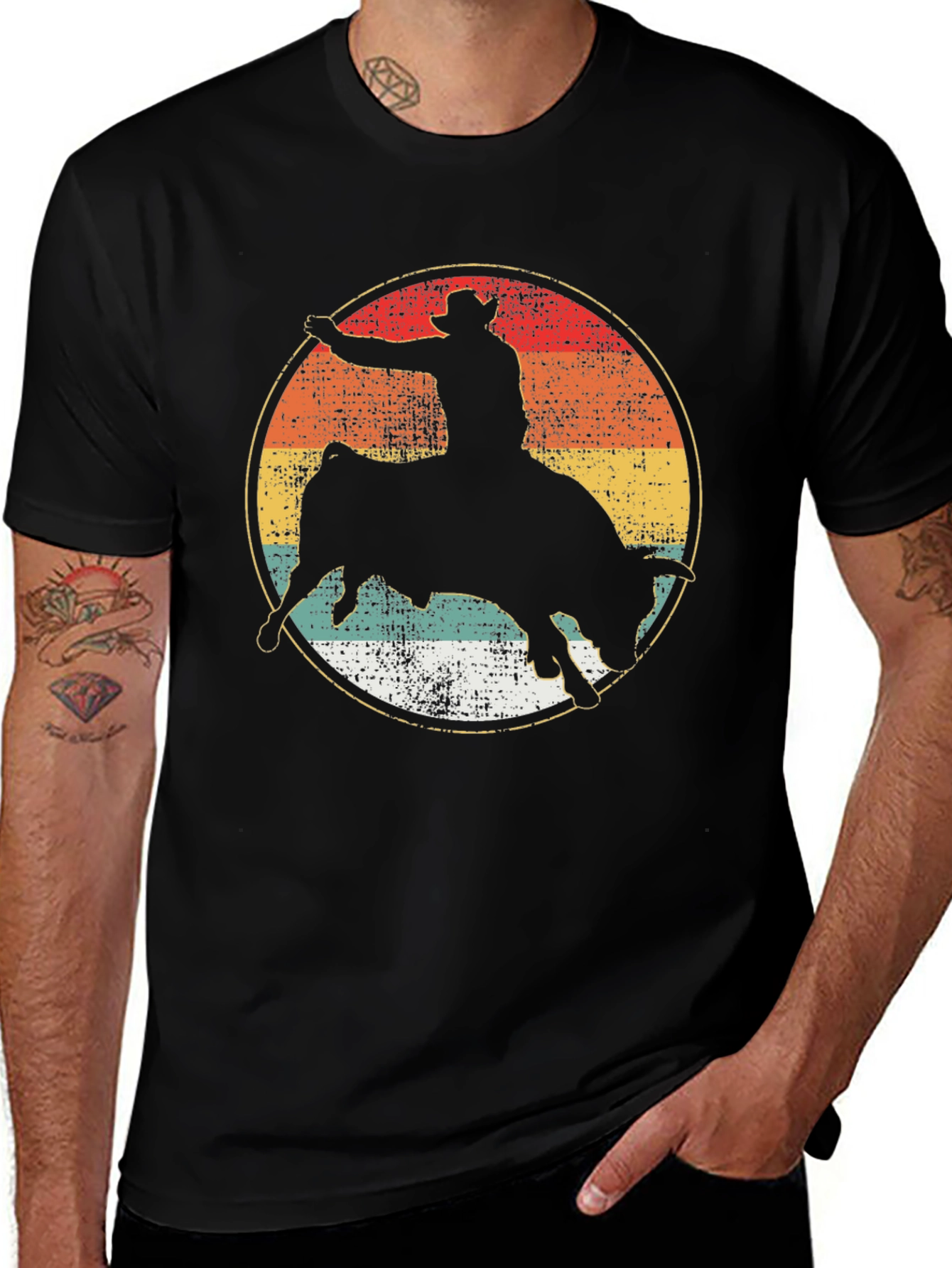 Variant 11 of Rodeo Bull Rider Silhouette Graphic Tee