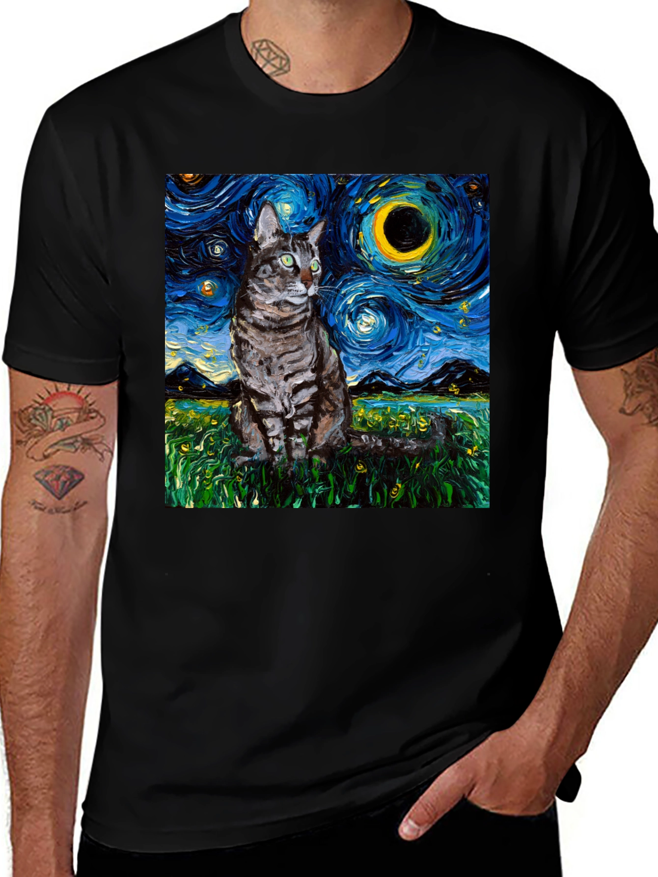 Variant 11 of Starry Night Cat T-Shirt