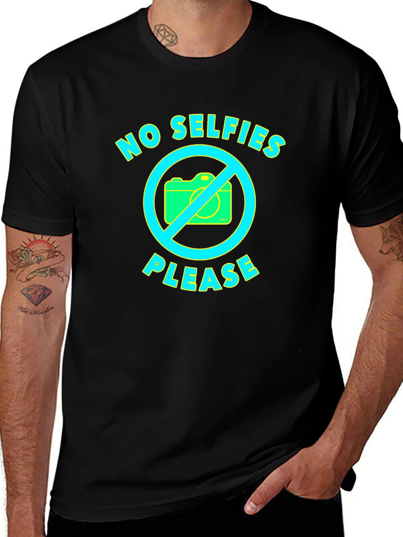 No Selfies Please Graphic T-Shirt