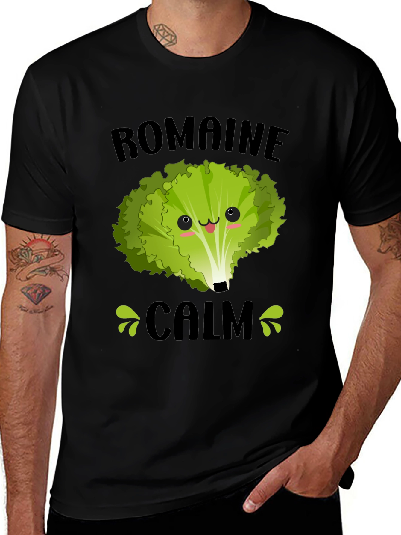 Romaine Calm Graphic T-Shirt - Cute Food Pun Tee
