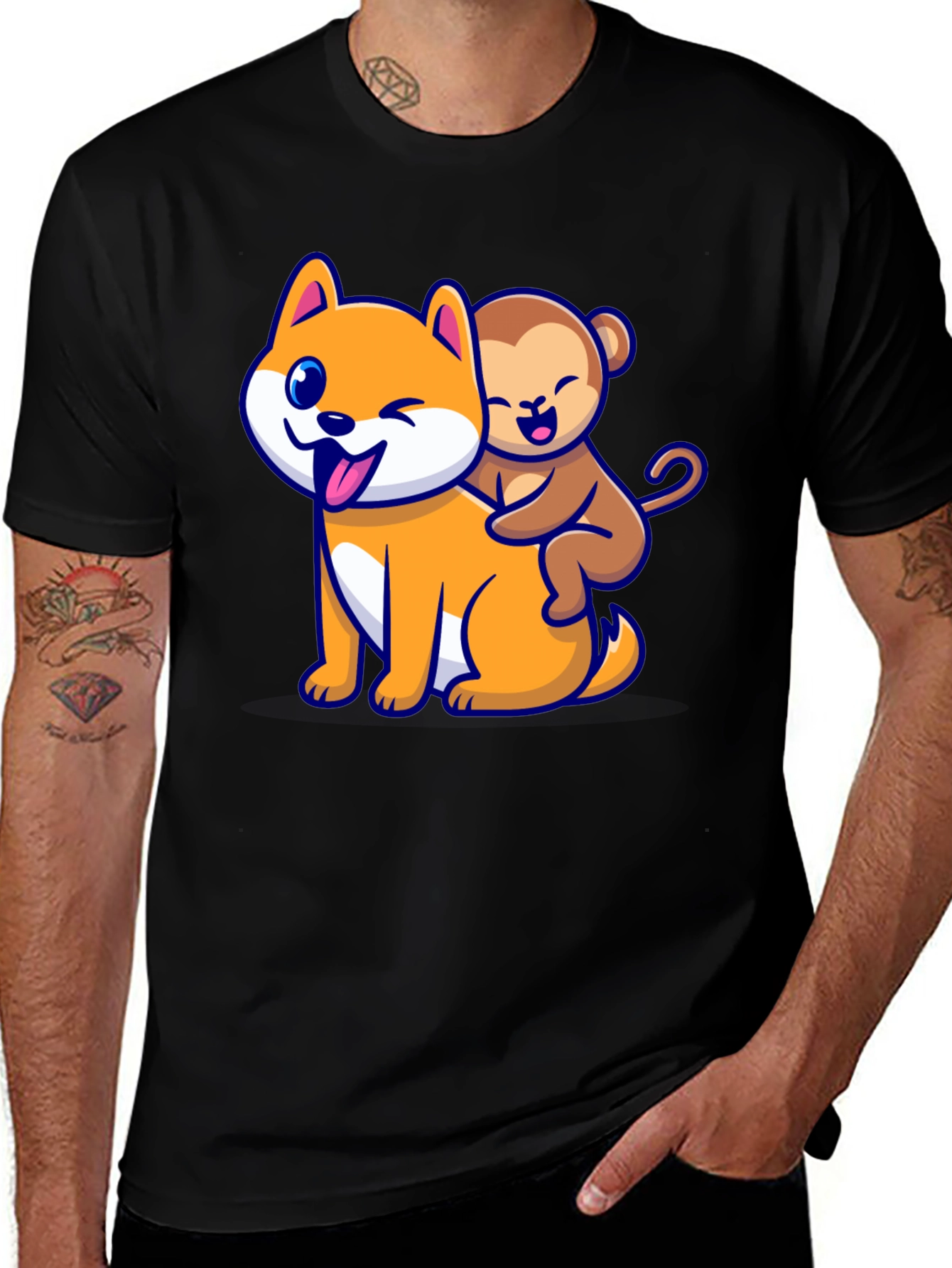 Variant 19 of Dog and Monkey Cartoon T-Shirt
