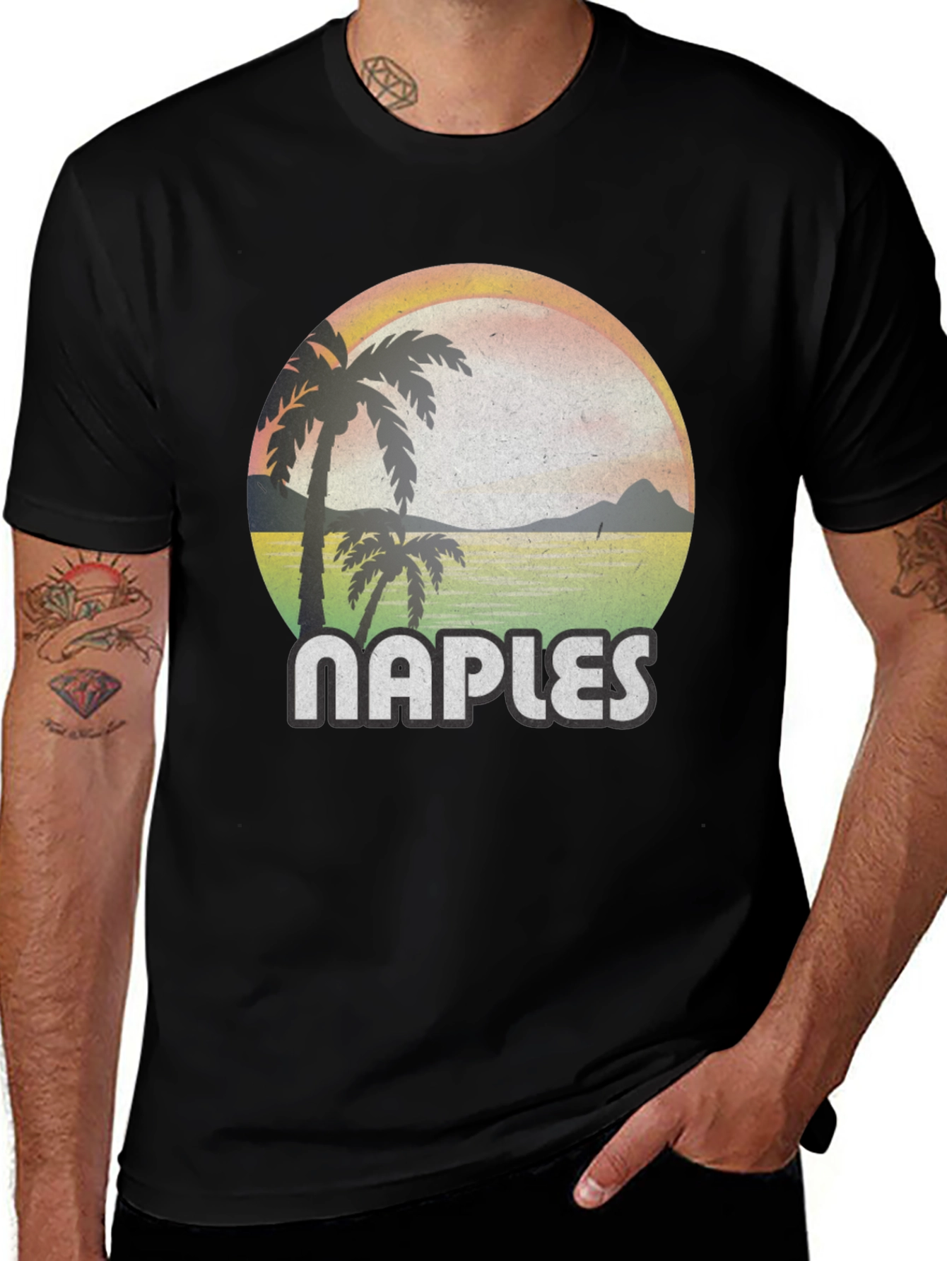 Naples Retro Sunset Palm Tree T-Shirt