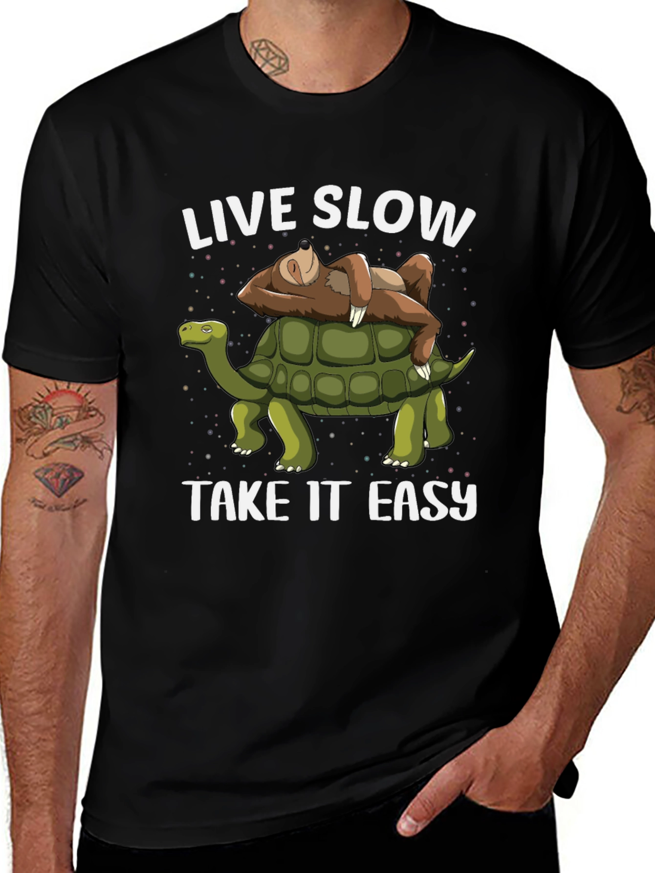 Variant 10 of Live Slow Take It Easy Sloth Riding Turtle T-Shirt