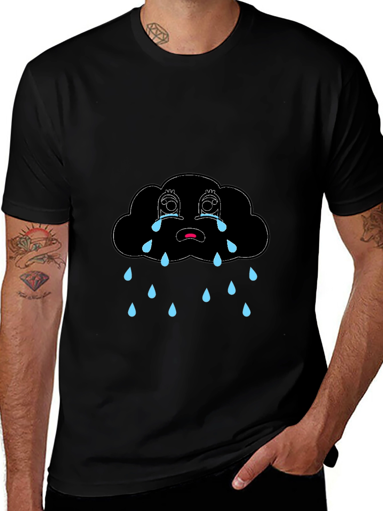 Variant 2 of Sad Cloud Graphic Black T-Shirt