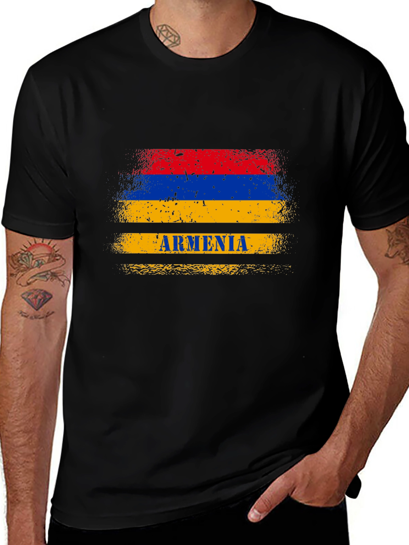 Armenia Flag T-Shirt - Black Cotton Tee