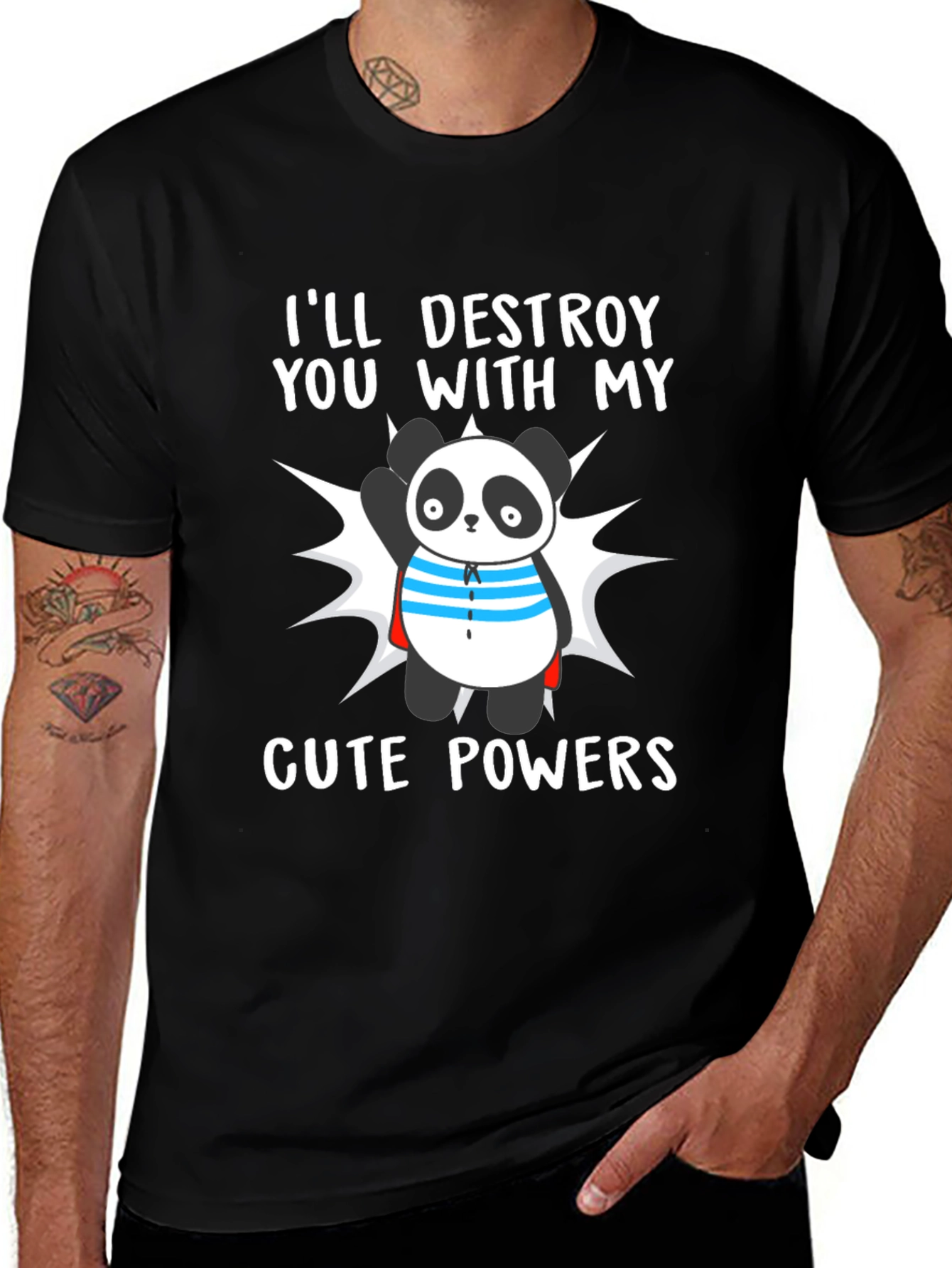 Variant 15 of Cute Panda Powers T-Shirt - Funny Cartoon Tee