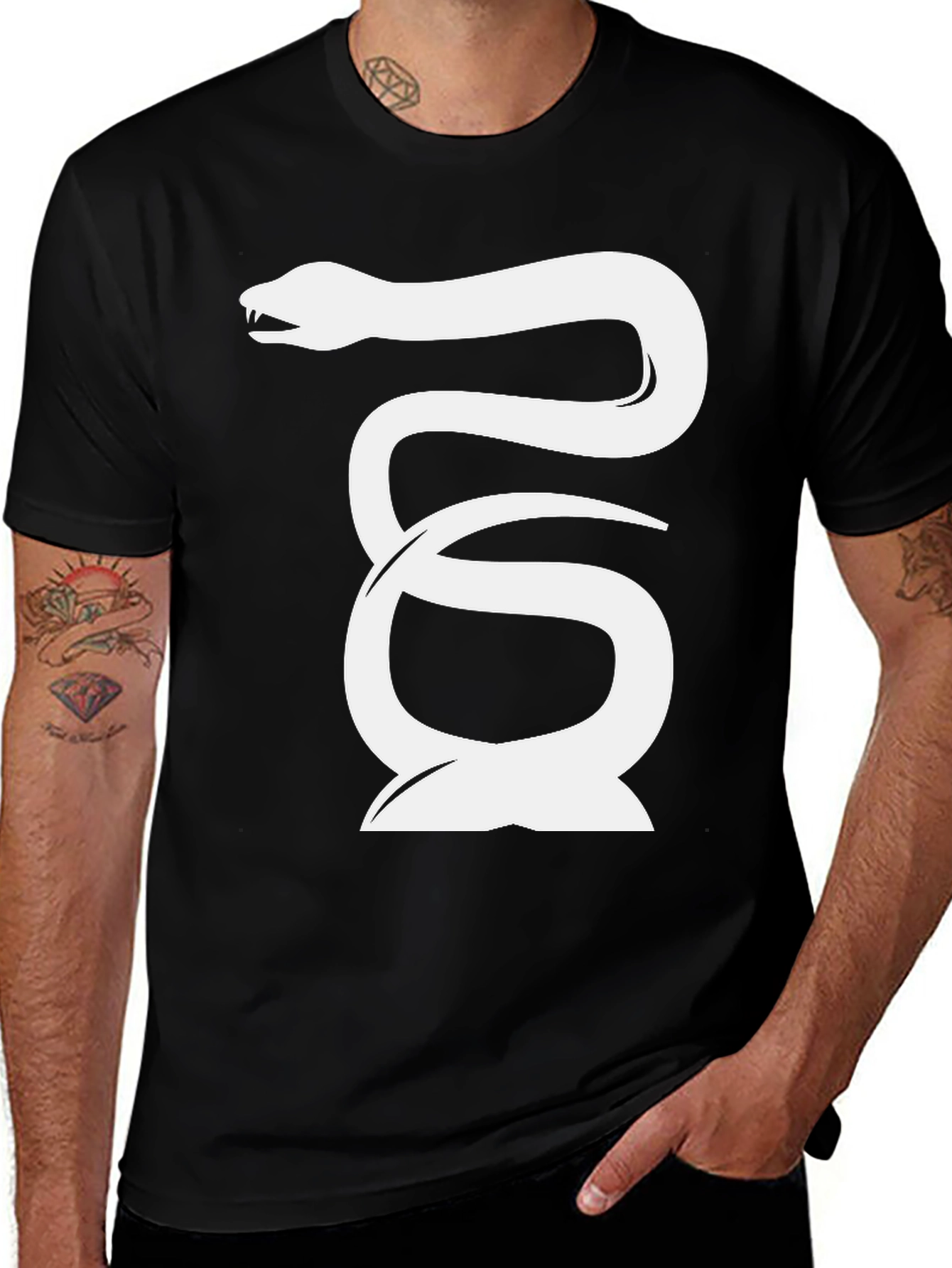 Variant 13 of Snake Graphic Tee - Cool & Edgy Black T-Shirt