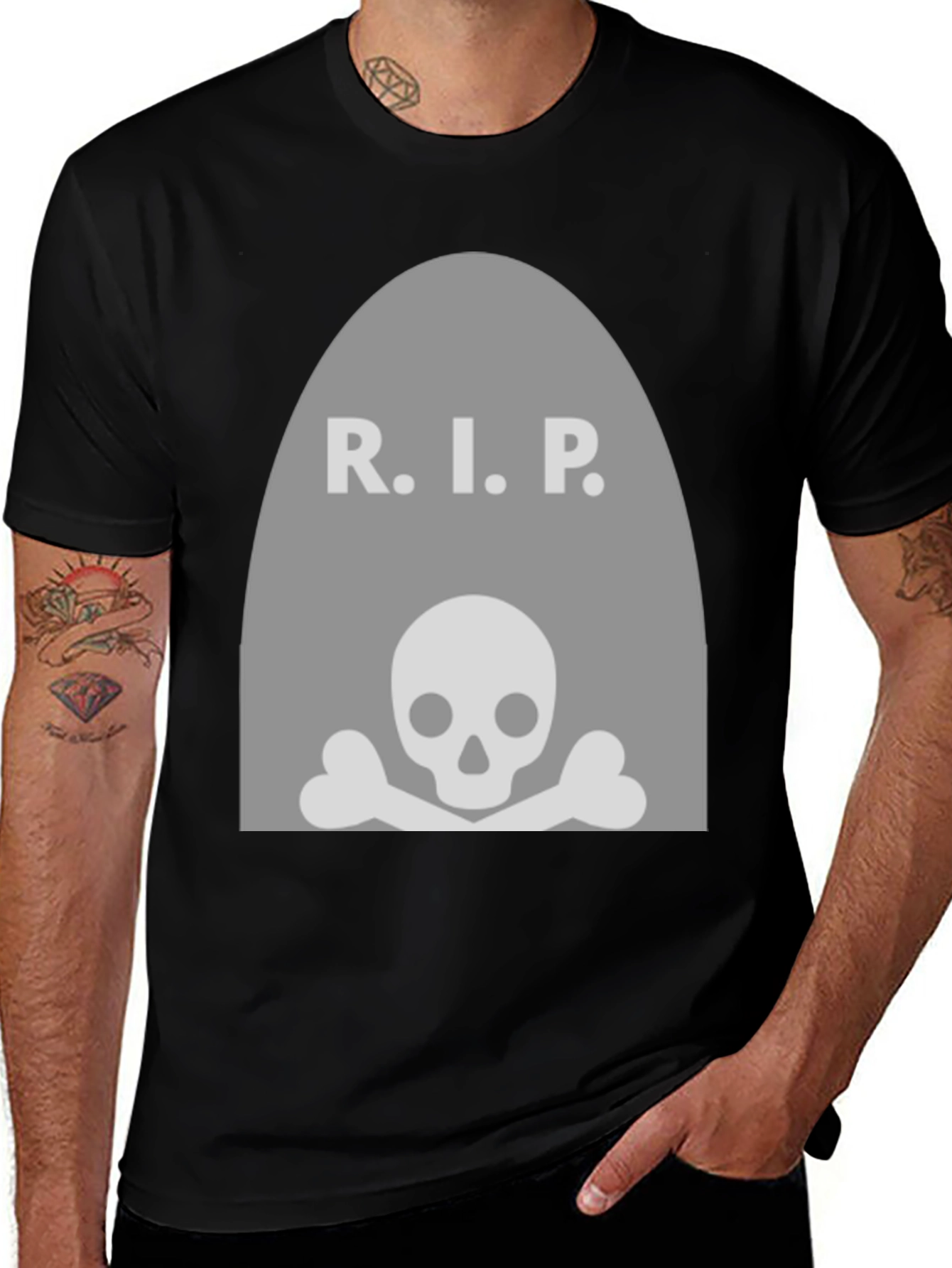 Variant 20 of RIP Tombstone Skull Graphic T-Shirt - Halloween