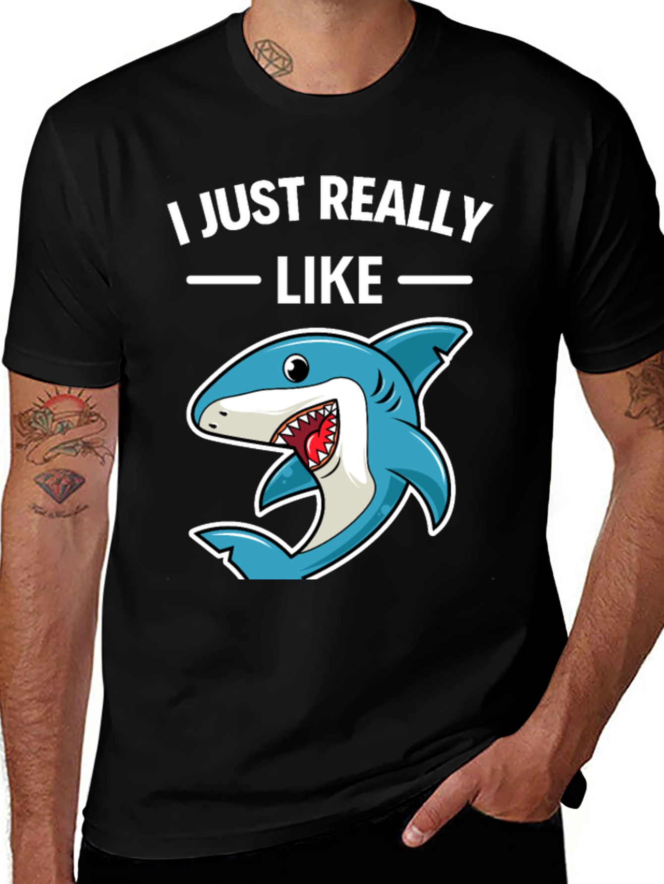 Variant 5 of Shark Lover T-Shirt - I Just Really Like Sharks Graphic Tee
