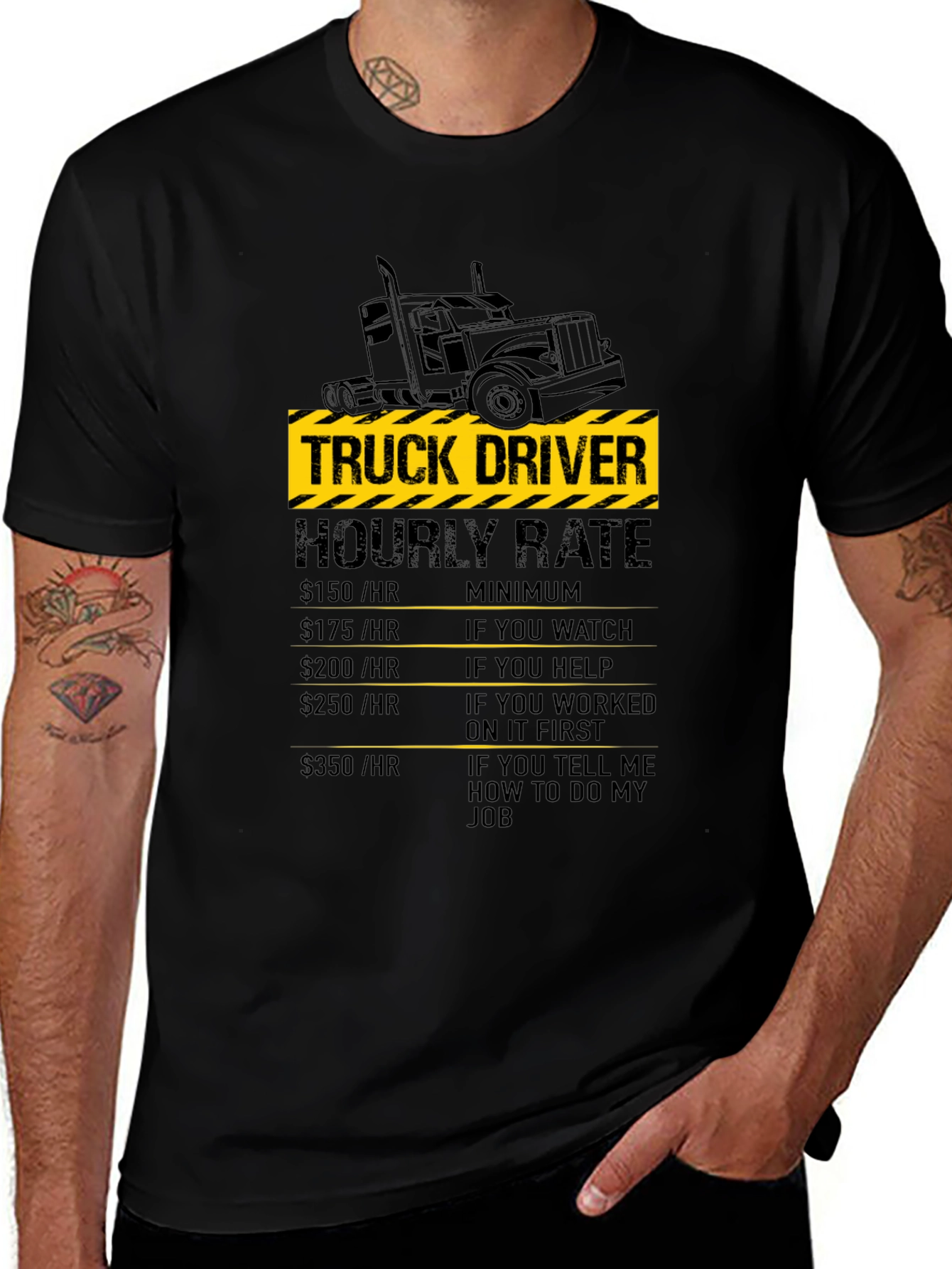Variant 20 of Truck Driver Hourly Rate Black T-Shirt