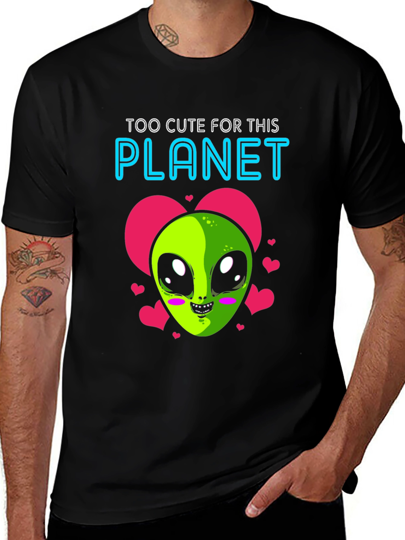 Variant 19 of Too Cute for This Planet Alien Graphic Tee