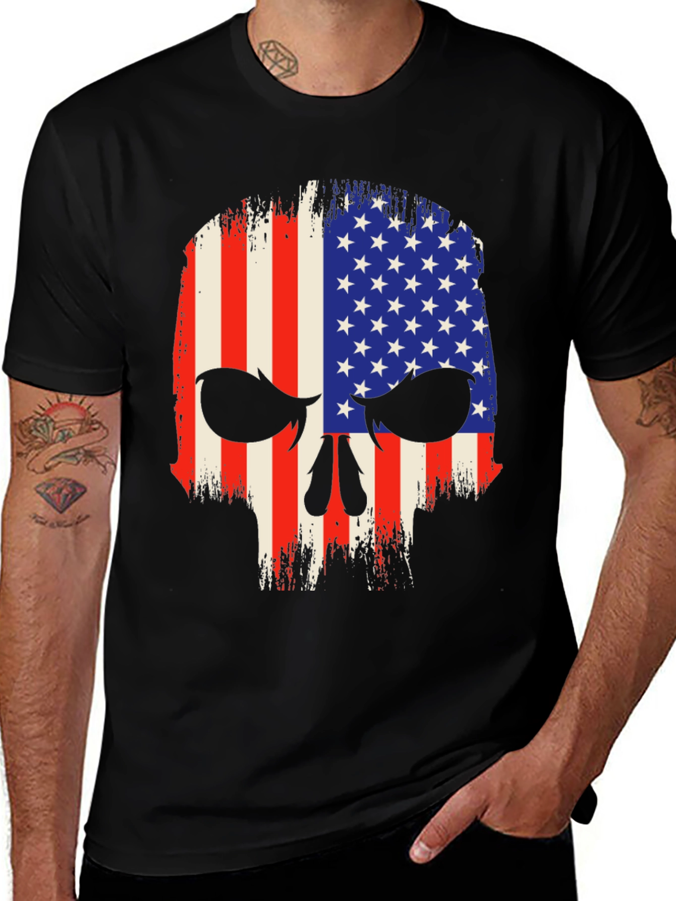 Variant 26 of American Flag Skull Graphic Tee
