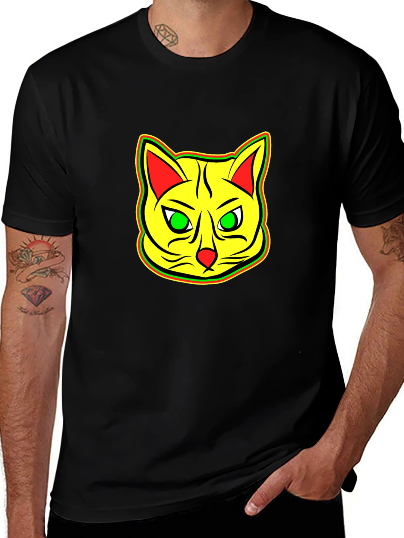 Variant 23 of Cool Cat Graphic Black T-Shirt