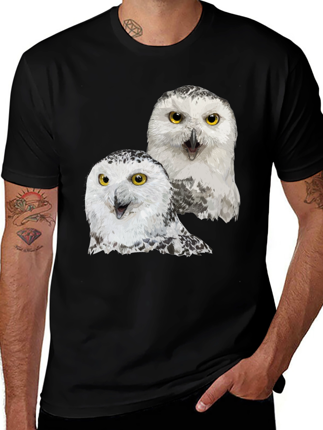 Variant 12 of Owl Graphic Tee - Black Cotton T-Shirt