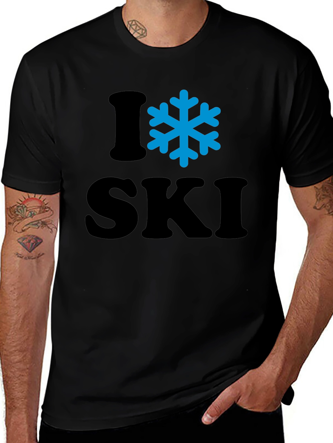 Variant 19 of I Snowflake Ski T-Shirt - Black