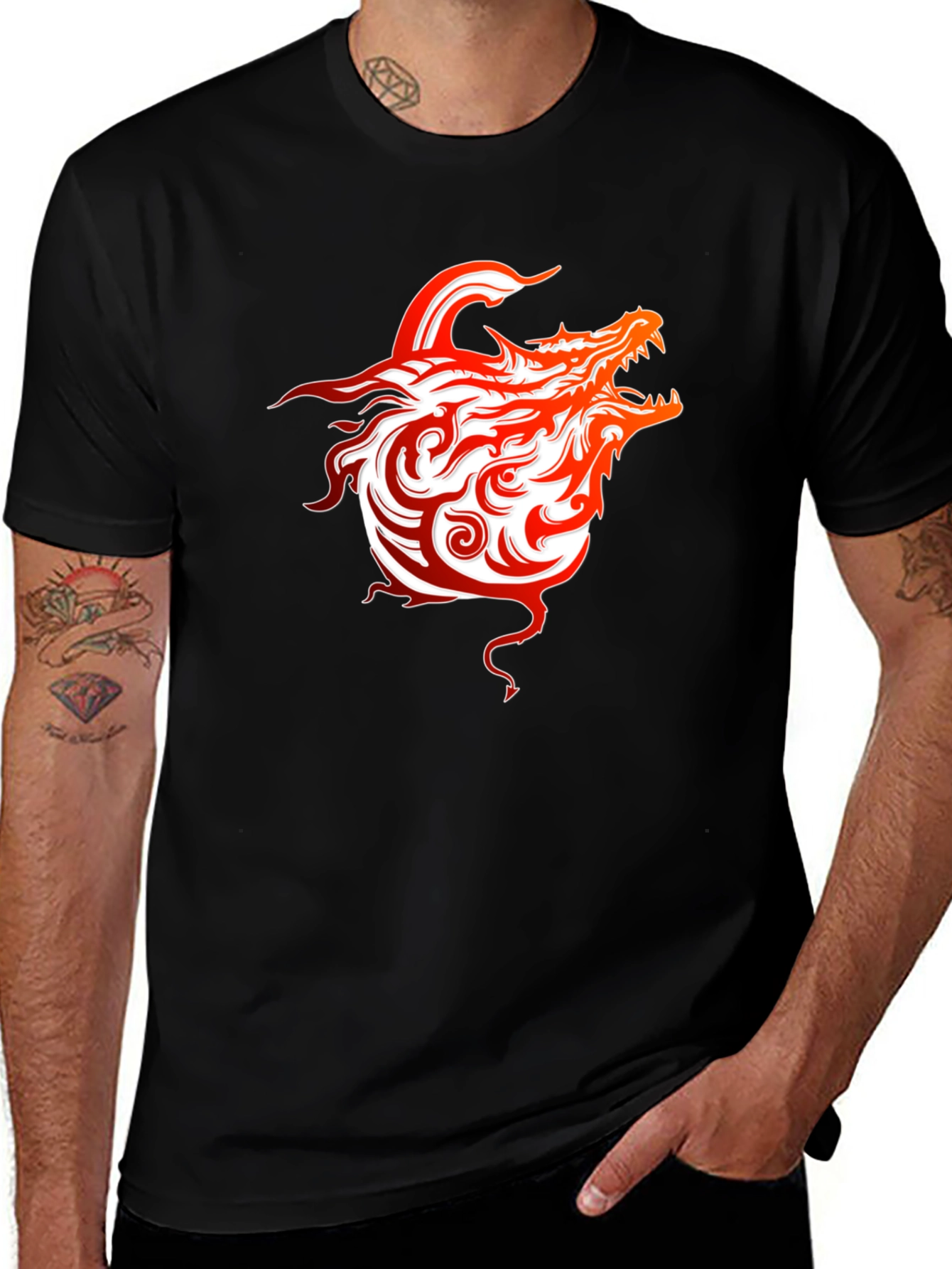 Variant 19 of Fiery Dragon Graphic Tee - Bold Style