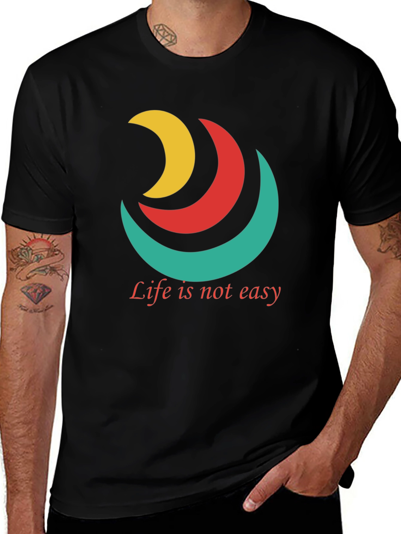 Variant 18 of Inspirational Tee: Life Isn't Easy Graphic T-Shirt