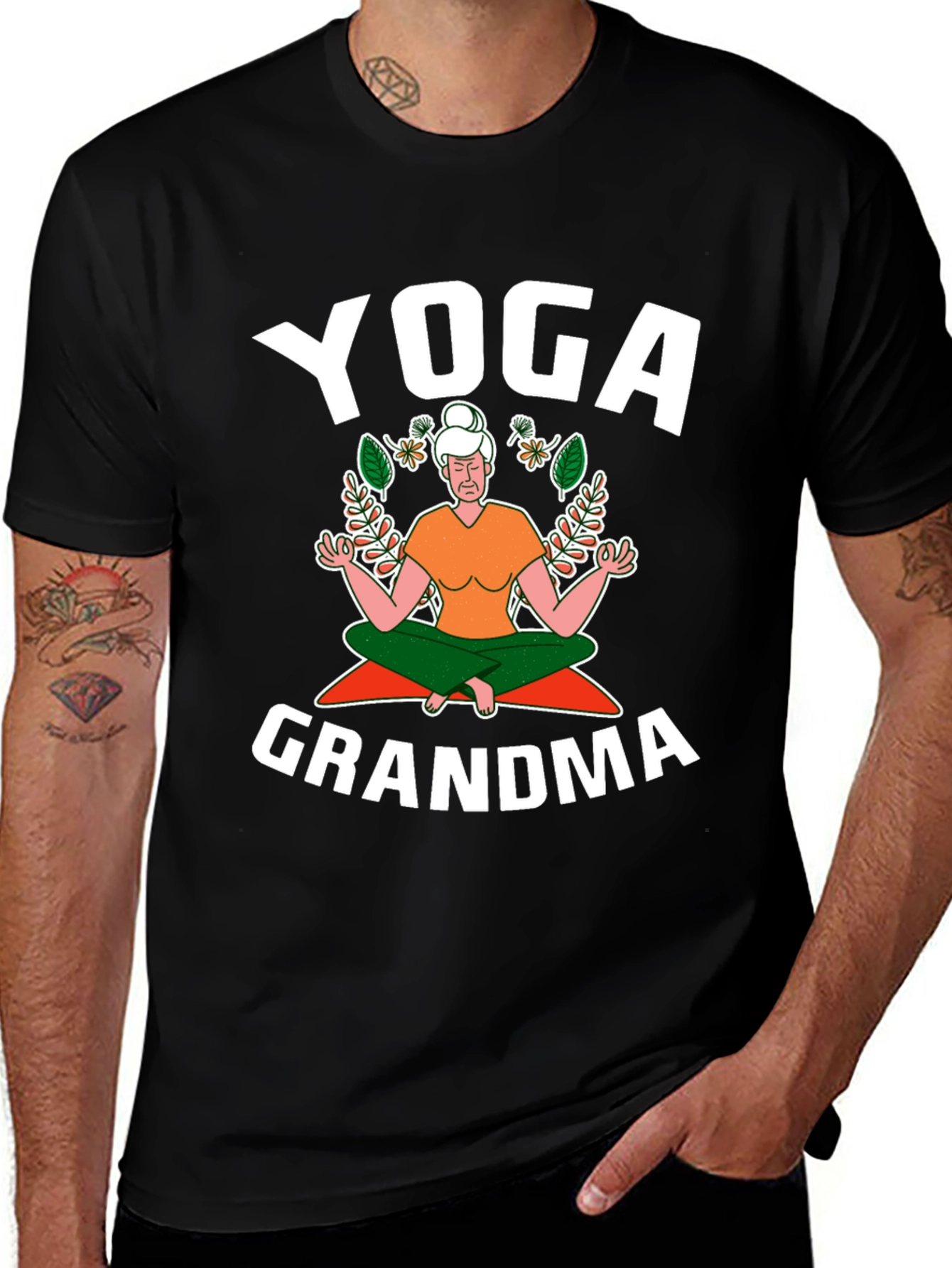 Variant 5 of Yoga Grandma Black T-Shirt Funny Graphic Tee