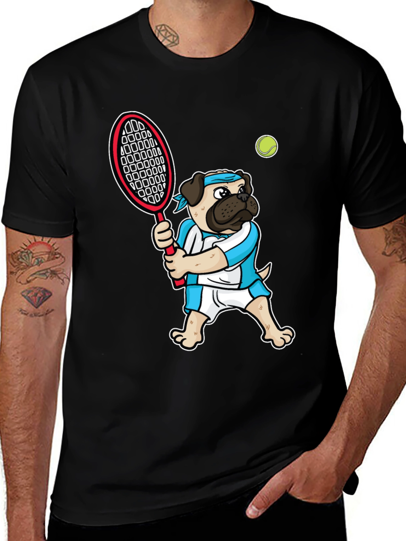 Variant 9 of Pug Tennis Player Graphic T-Shirt