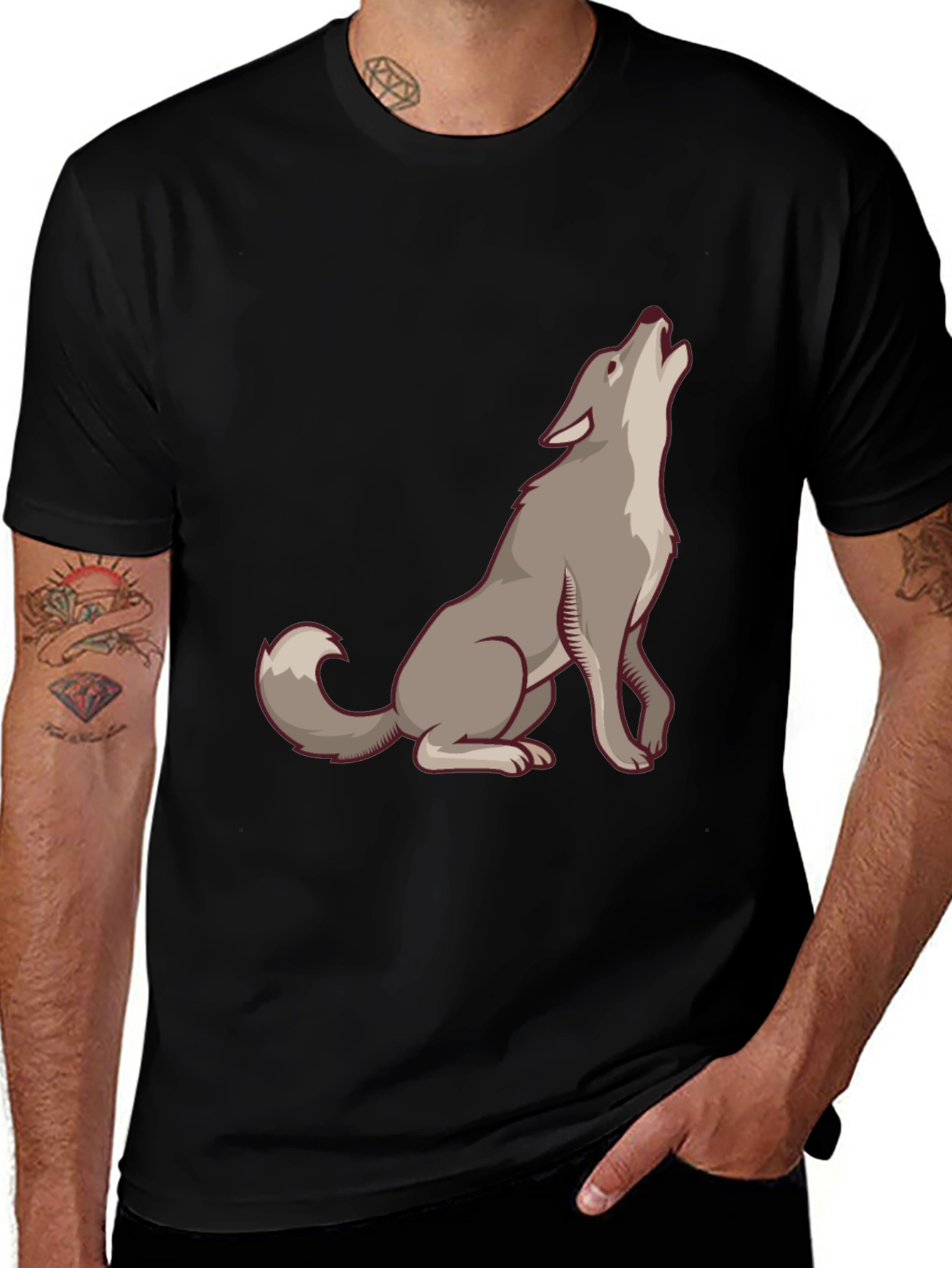 Variant 15 of Wolf Graphic Print Black T-Shirt