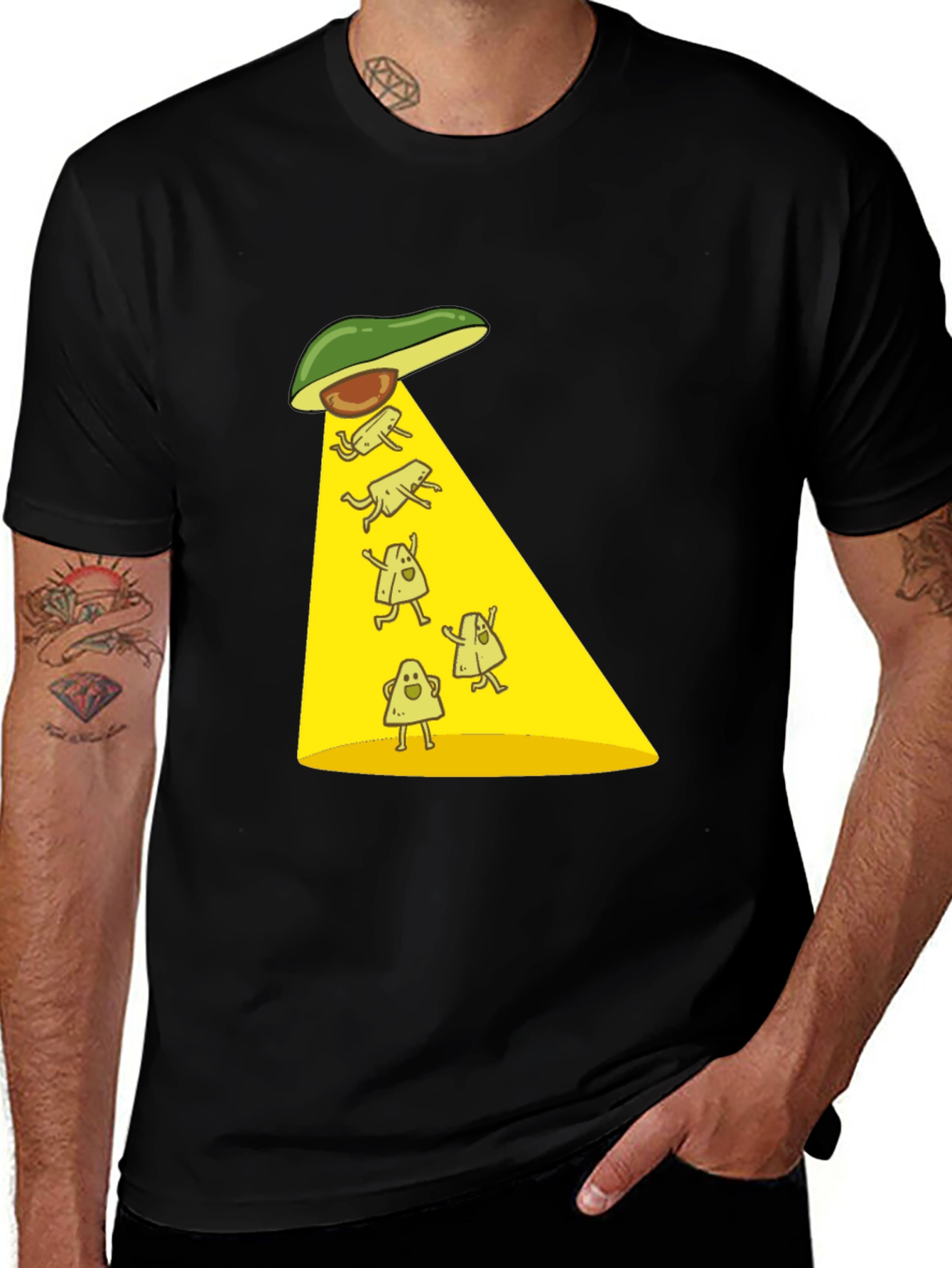 Variant 22 of Avocado UFO Abduction T-Shirt - Funny Graphic Tee
