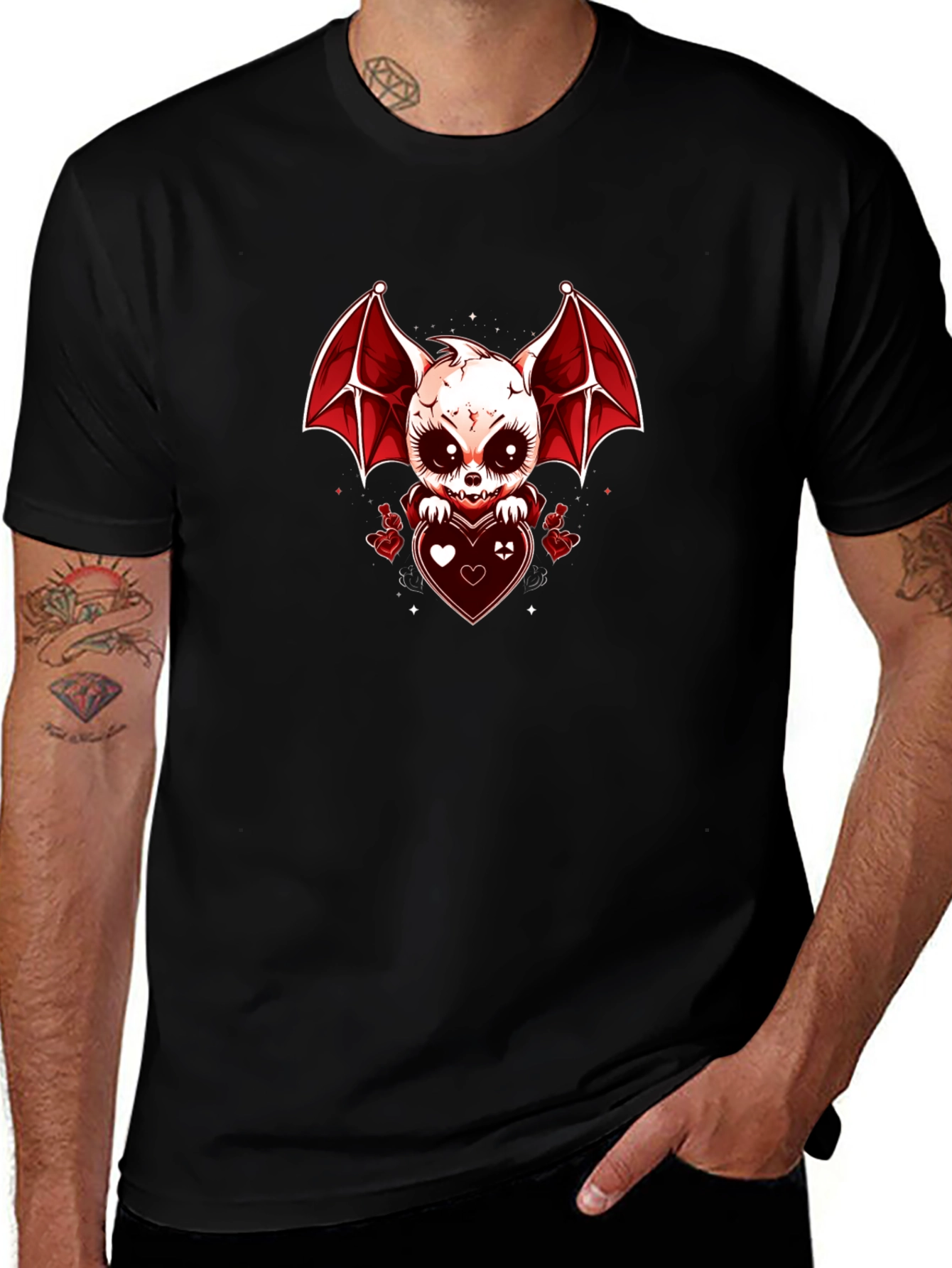 Variant 24 of Gothic Bat Heart T-Shirt - Dark Valentine's Style