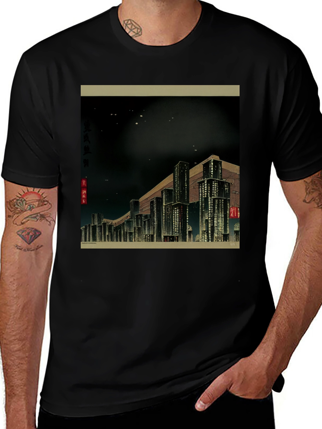 Cityscape Graphic Tee - Urban Night Art Shirt