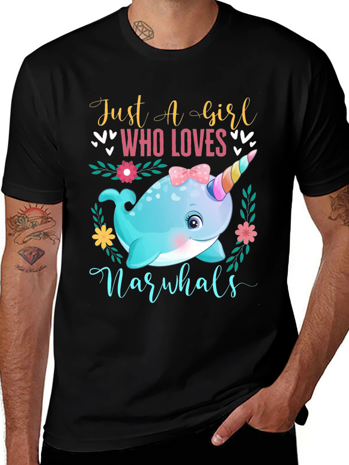 Variant 16 of Girl's Narwhal Lover T-Shirt - Cute Ocean Animal Tee